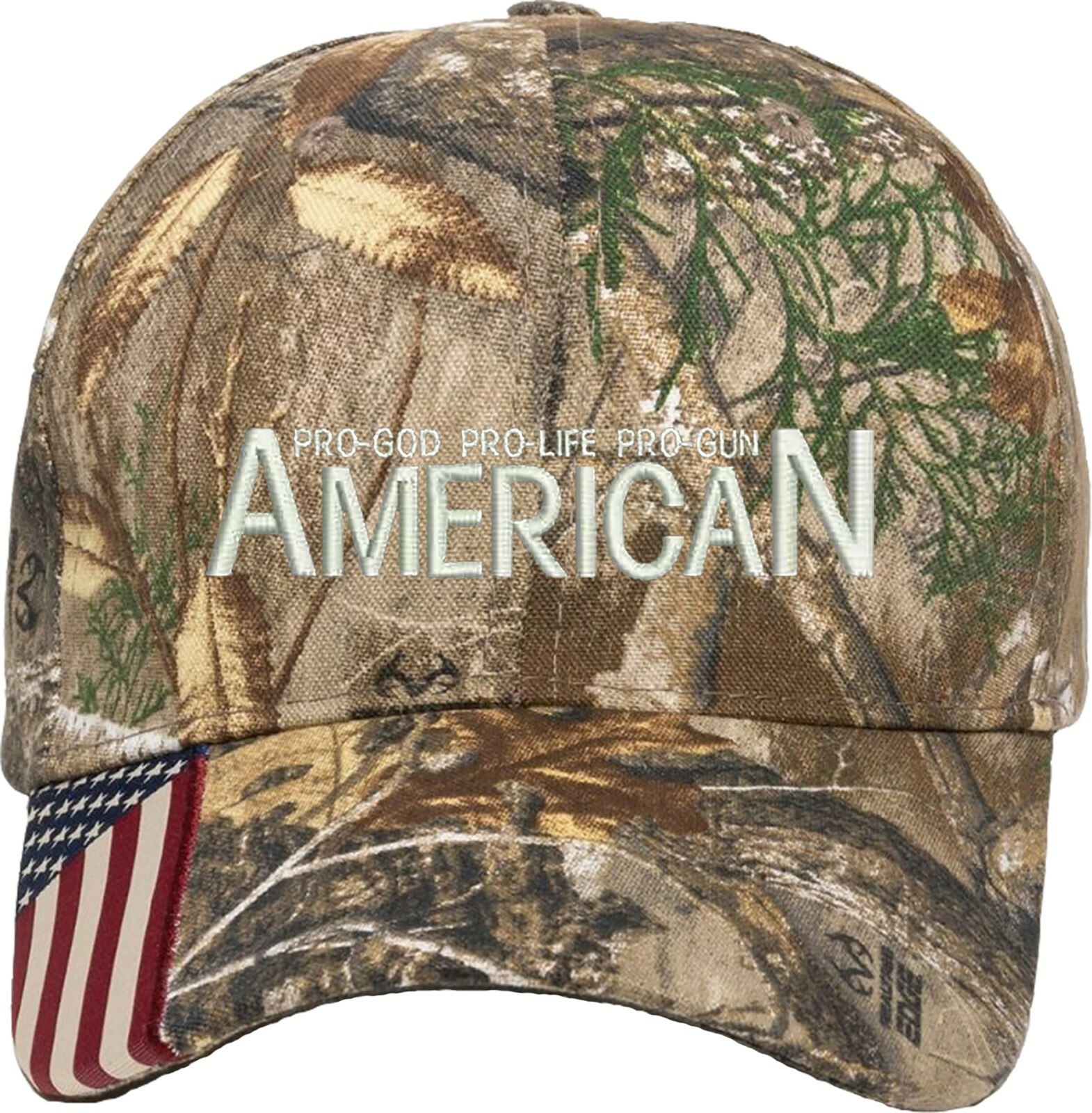 Pro God Pro Life Pro Gun 1 Color Embroidered Camo Structured Adjustable Hat