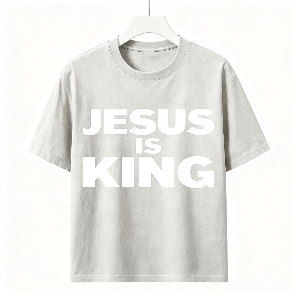 Minimalist Jesus Is King Faith Shirt Unisex Streetwear Basic Cotton Graphic Tee