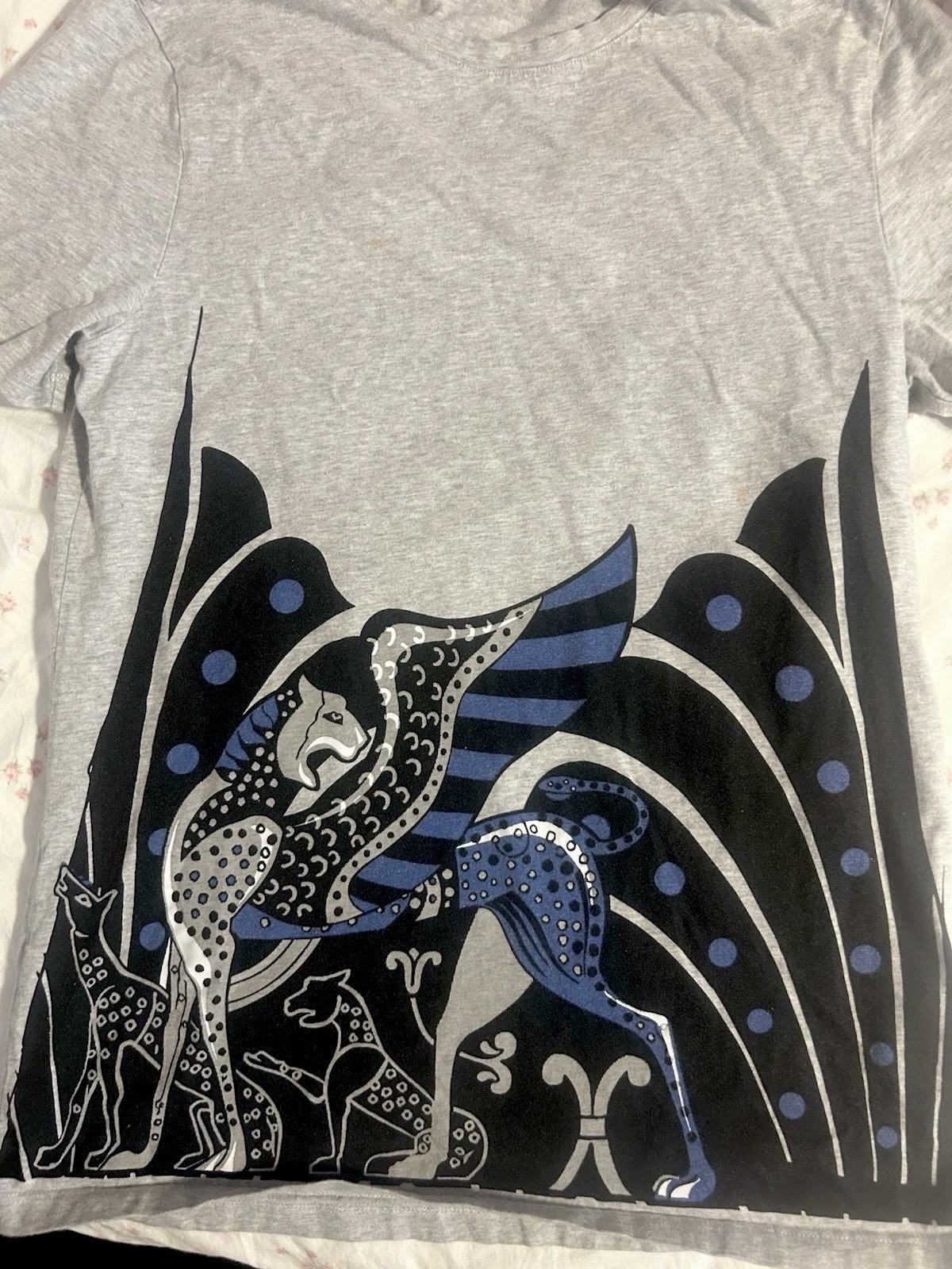 Versace Collection Men’s M Regular Gray Animal Graphic Print Crewneck T-Shirt