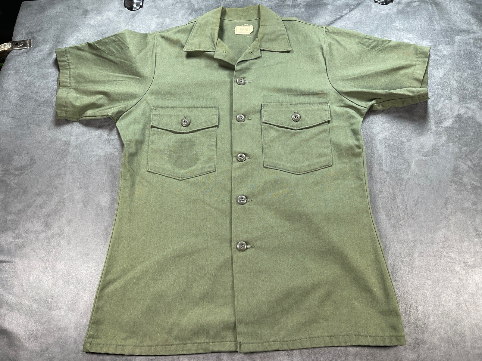 OD Green Button Up 15.5 x 31 US ARMY Vietnam Era 8405-00-015-0005 Shirt No Patch