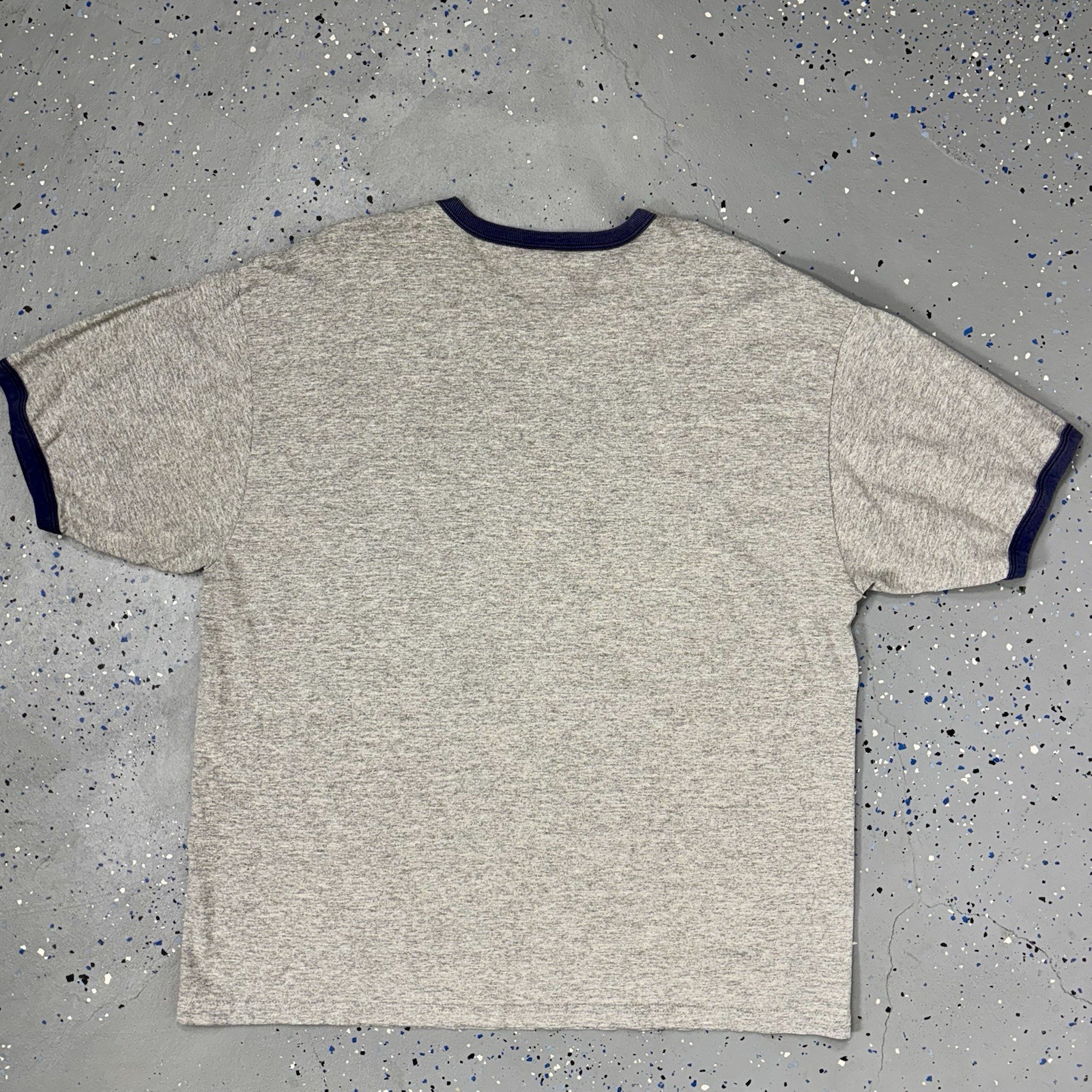 Vintage 90s Old Navy Ringer Tee Heather Gray Y2K Graphic Classic Skater Preppy L