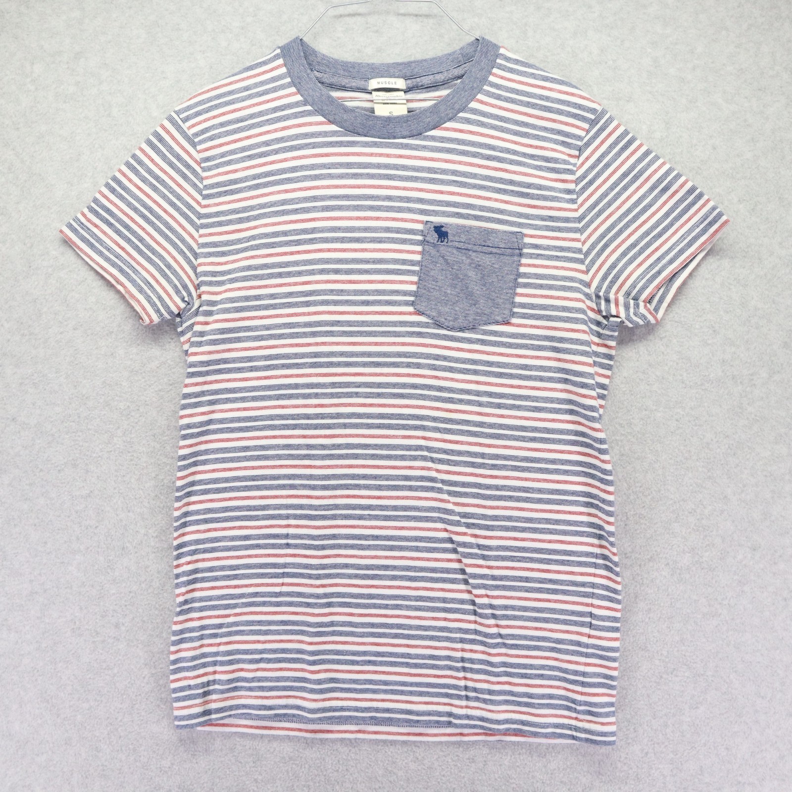 Abercrombie & Fitch T-Shirt Mens Small Muscle Pocket Tee Striped Short Sleeve