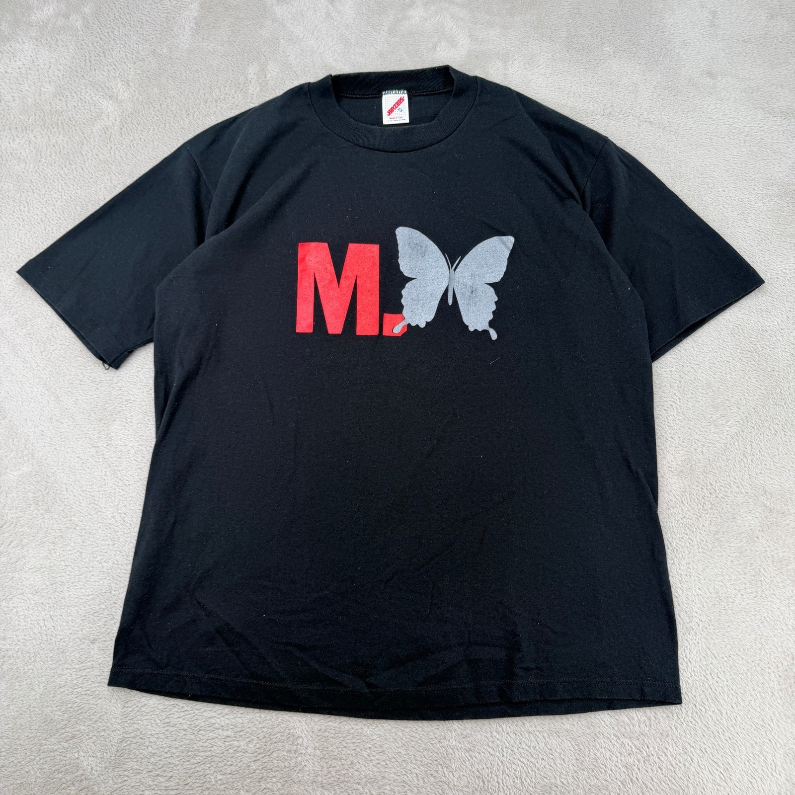 Vintage 90s Jerzees M Butterfly Musical Tony Award Best Play Shirt Mens XL Black