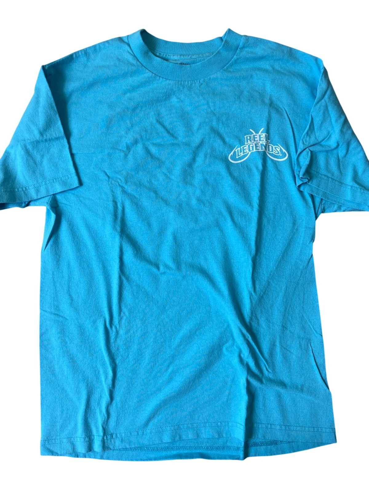 Reel Legends T Shirt Mens Medium Blue Fishing Boating USA Flag Outdoors Novelty
