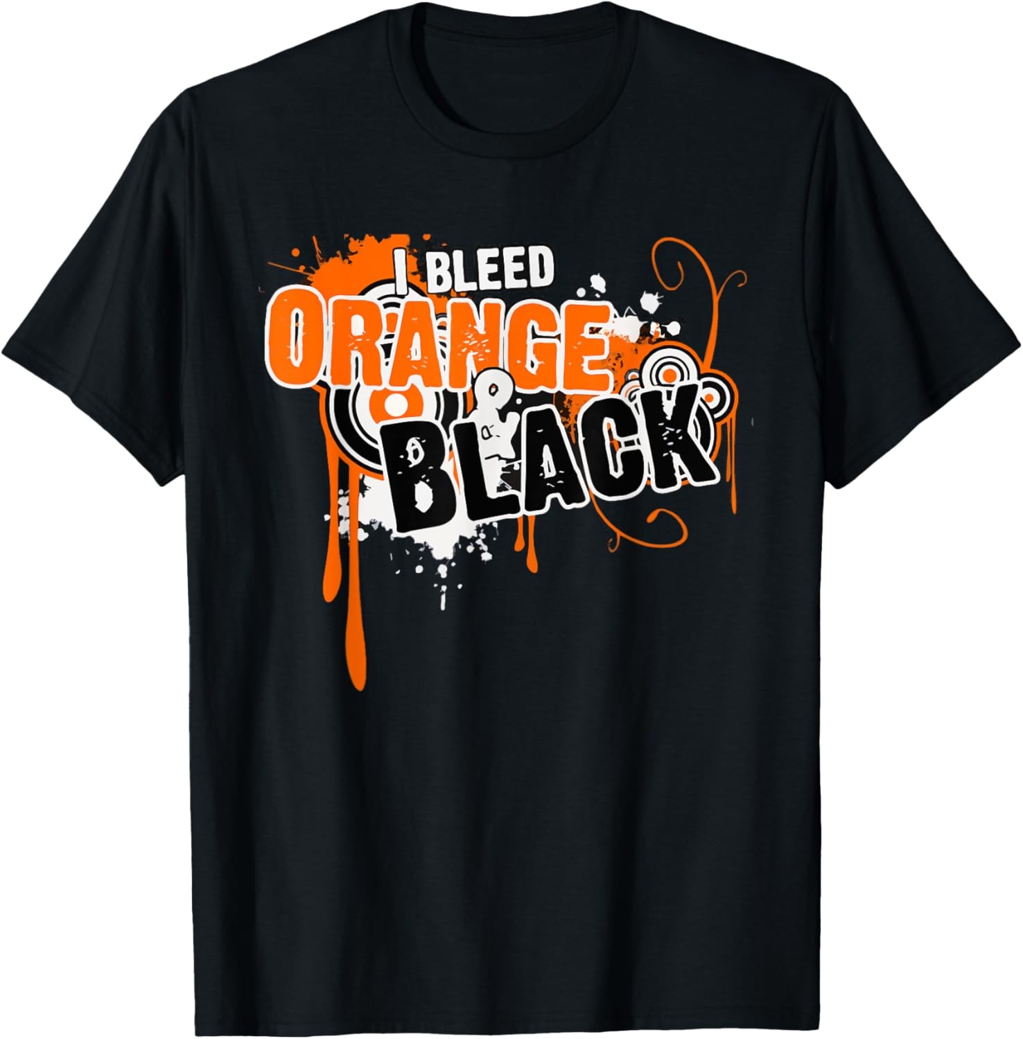 I Bleed Black & Orange Sports Team Game Day T-Shirt