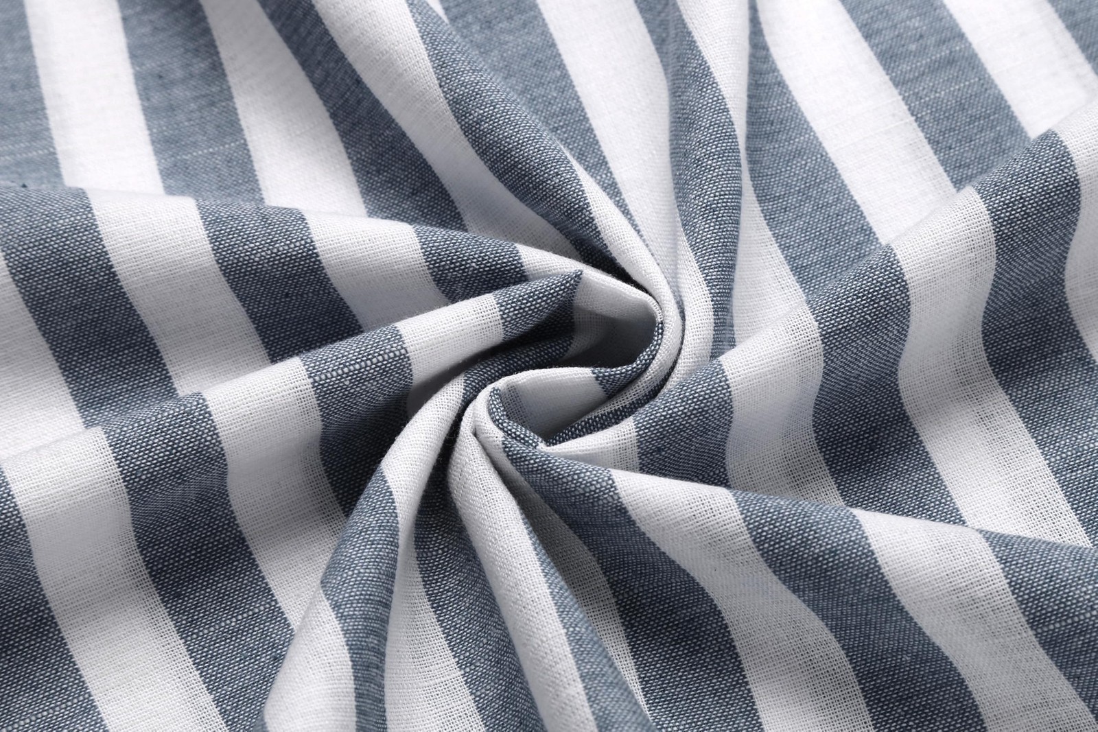 Men’s Cotton Hemp Long Sleeve Casual Beach Henley Shirt (Grey Blue Stripe,XL)
