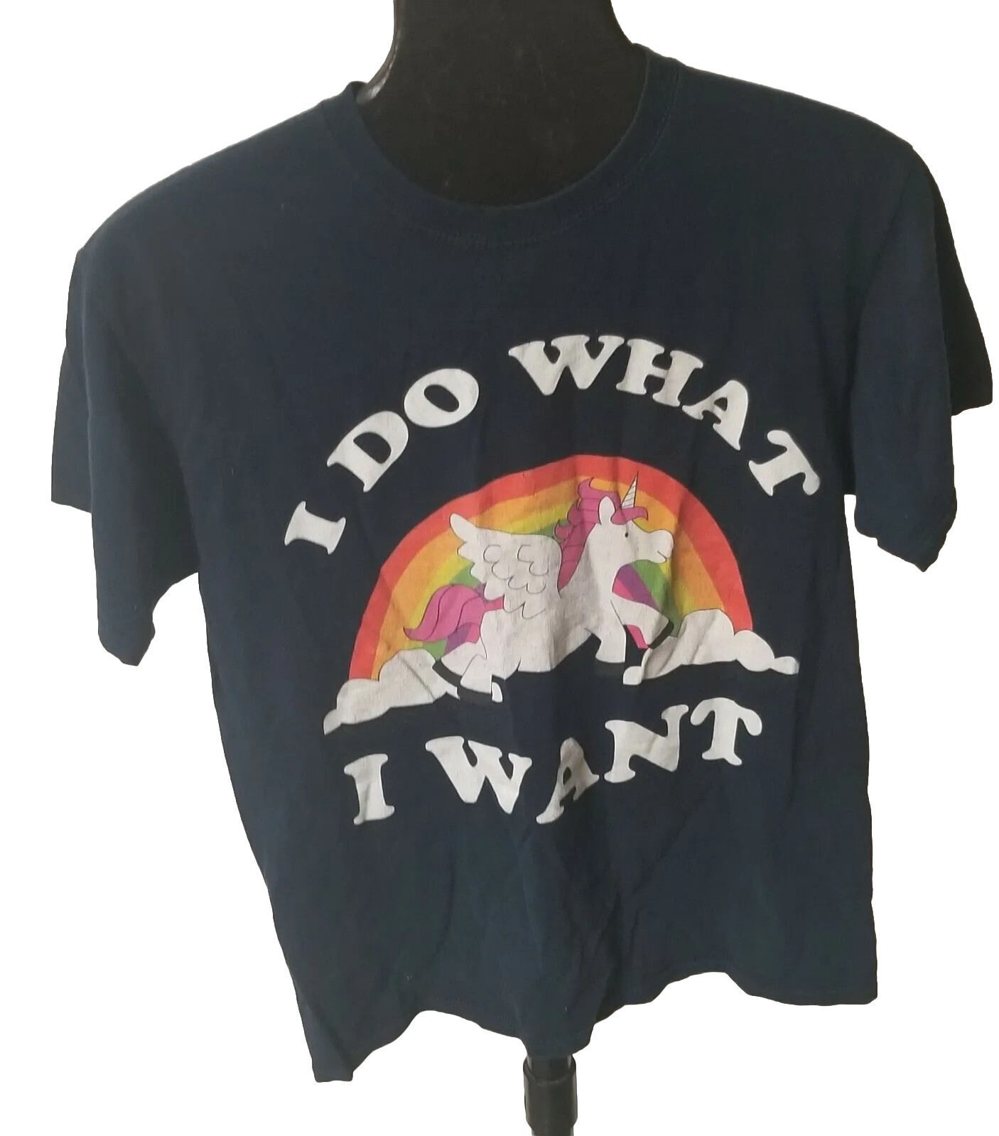 Fruit Of The Loom Heavy Cotton HD Unicorn Adult Size Medium Black T-shirt.