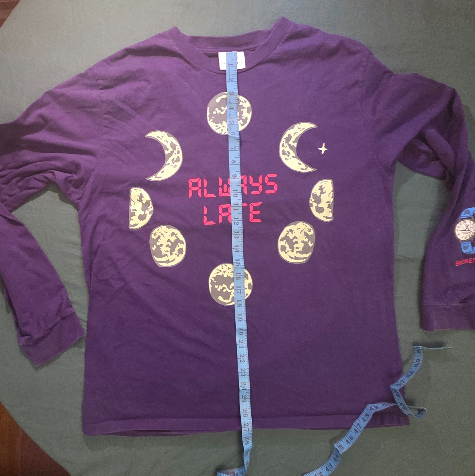 TEDDY FRESH Always Late PURPLE T Shirt XL Long sleeve Lots of Graphics COOL