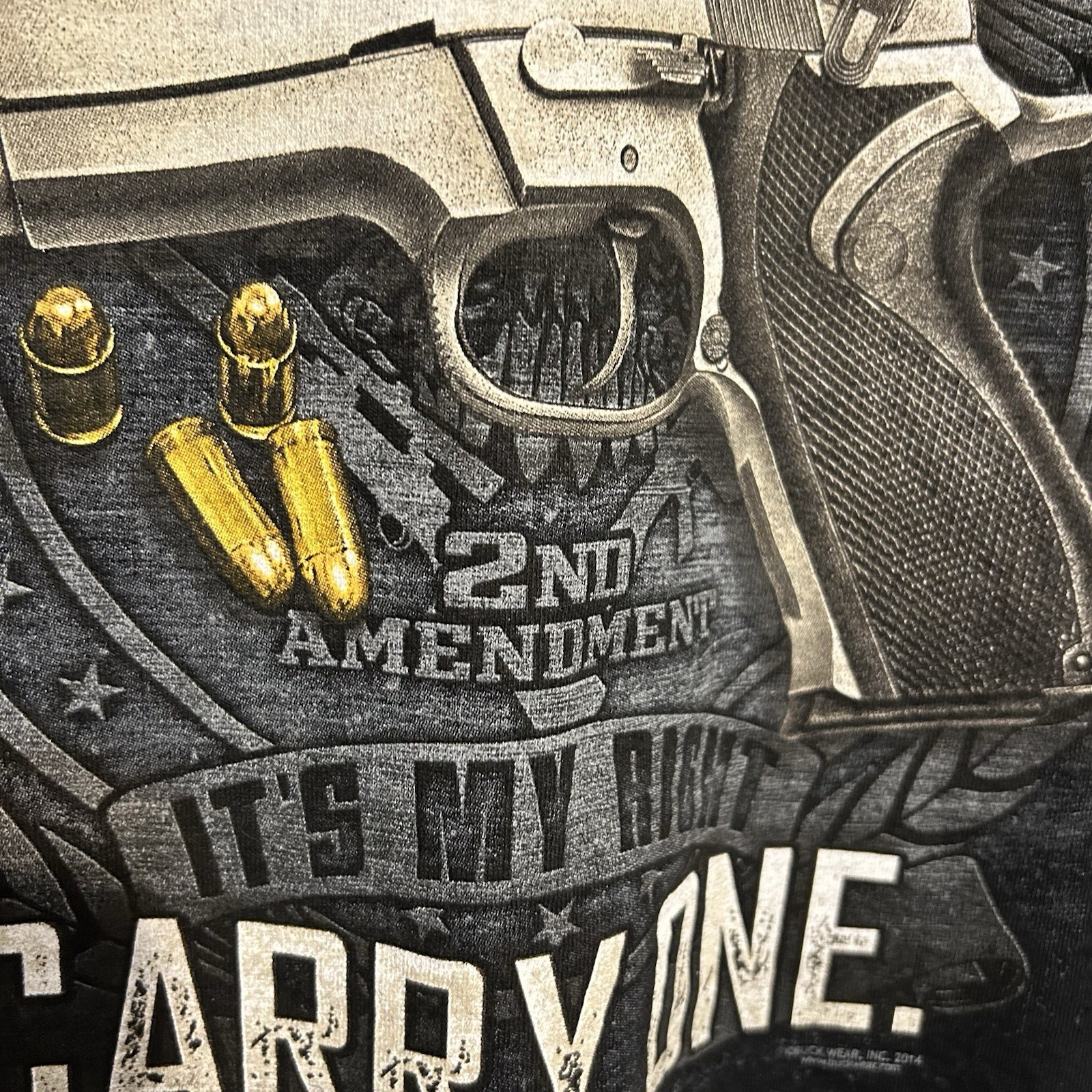 Buck Wear Gun Safety Rule #1 Carry One 2nd Amendment Shirt Men 2XL Black 2014
