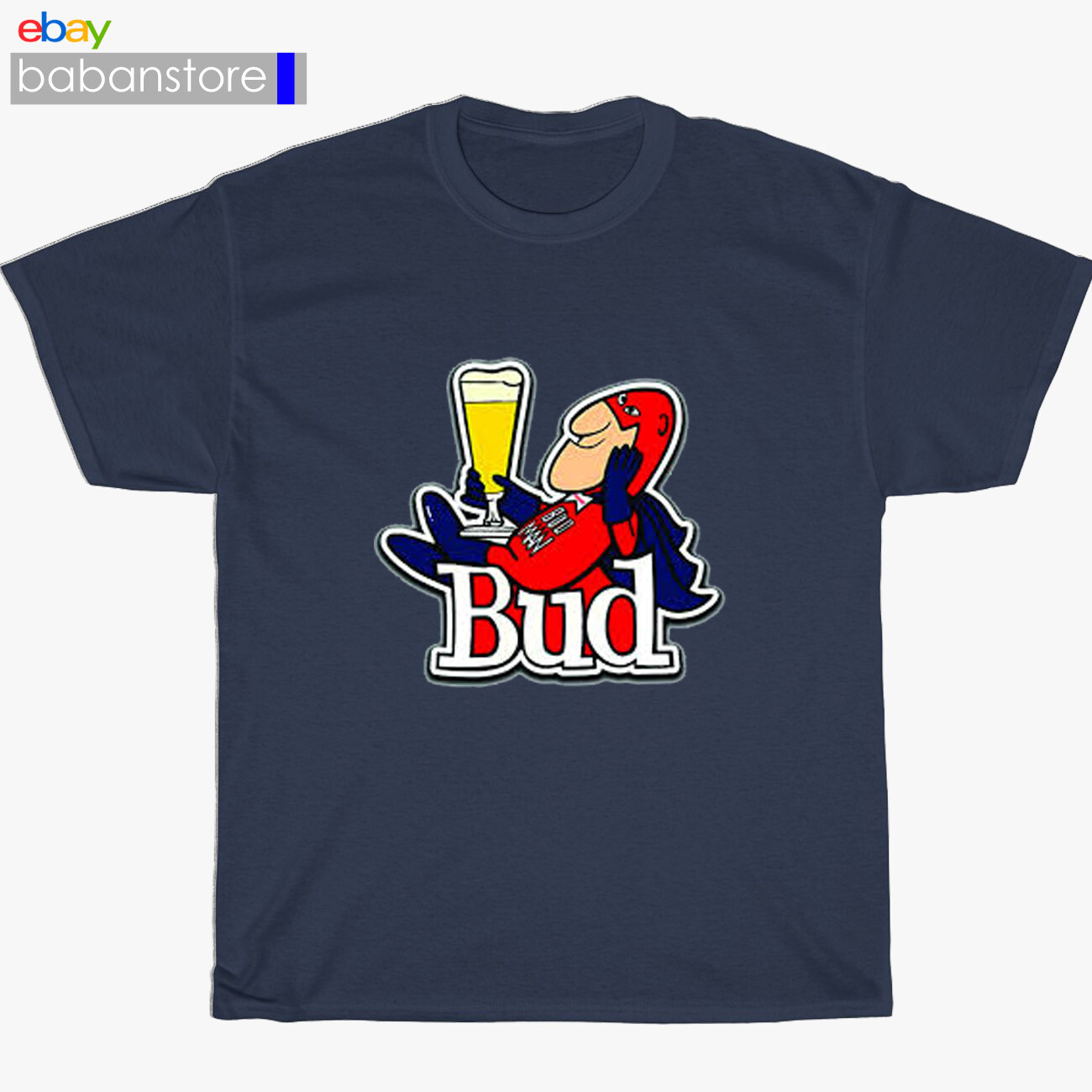 New BudMan Cartoons Bud Man Beer Black/White/Grey/Navy T-Shirt Size S-5XL