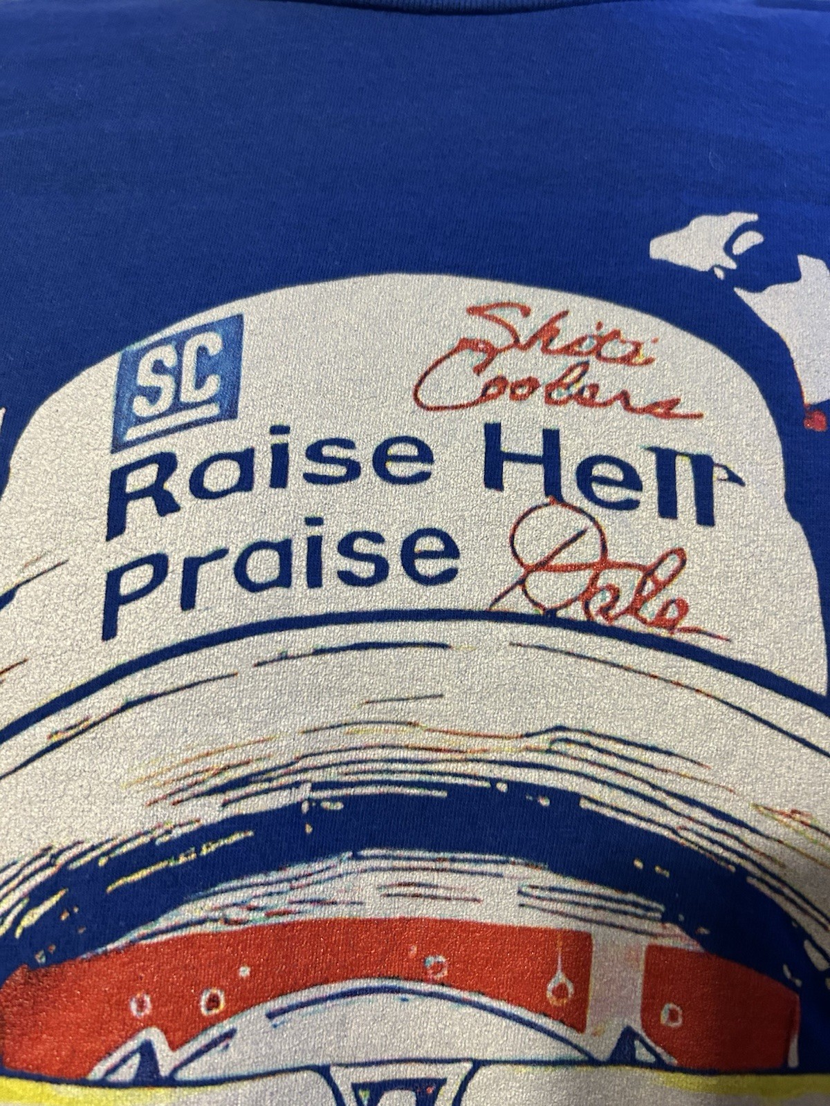 Dale Earnhardt Budweiser Raise Hell Praise Dale Shirt Men Medium Blue Port Co.