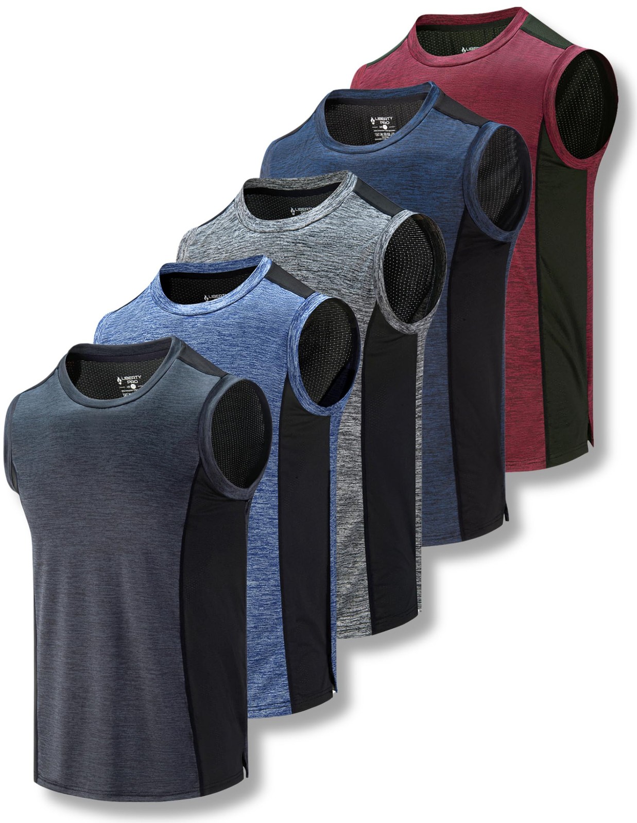 5 Pack Dry Fit Sleeveless Muscle Shirts for Men, Athletic Tank Tops for Worko…
