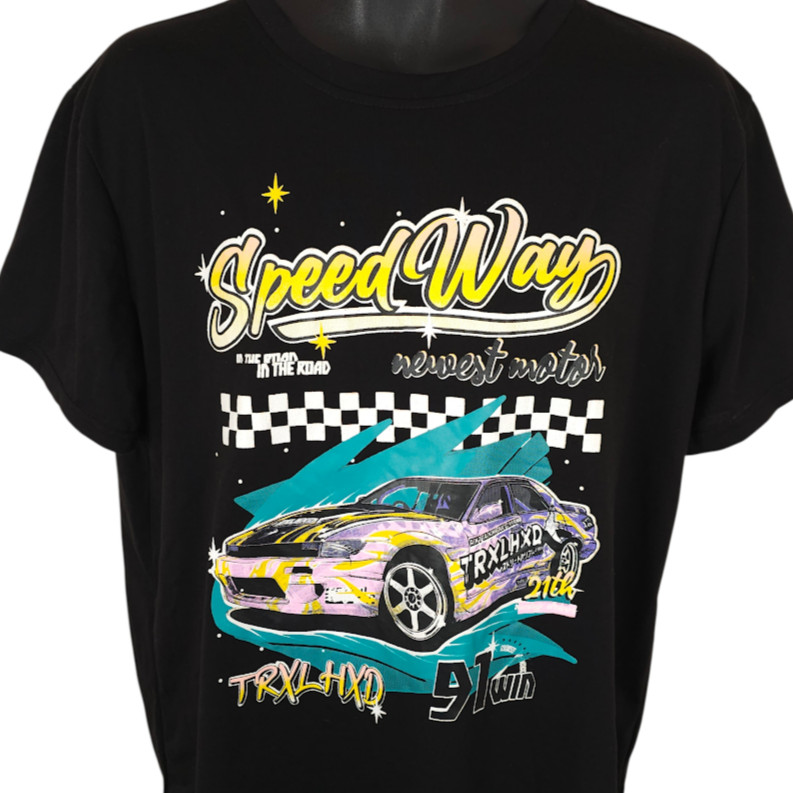 Speedway Racing T Shirt Mens Size Large Black TRXLHXD Retro