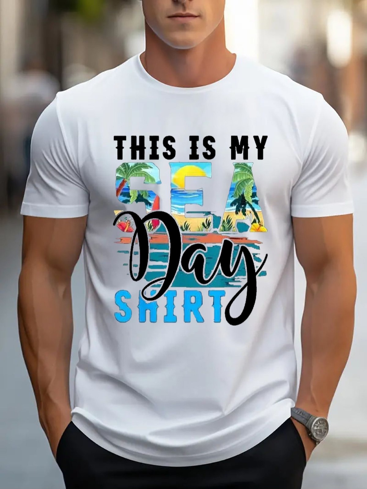 Men’s Trendy Letter Print Graphic T-Shirt Casual Streetwear Crew Neck Tee