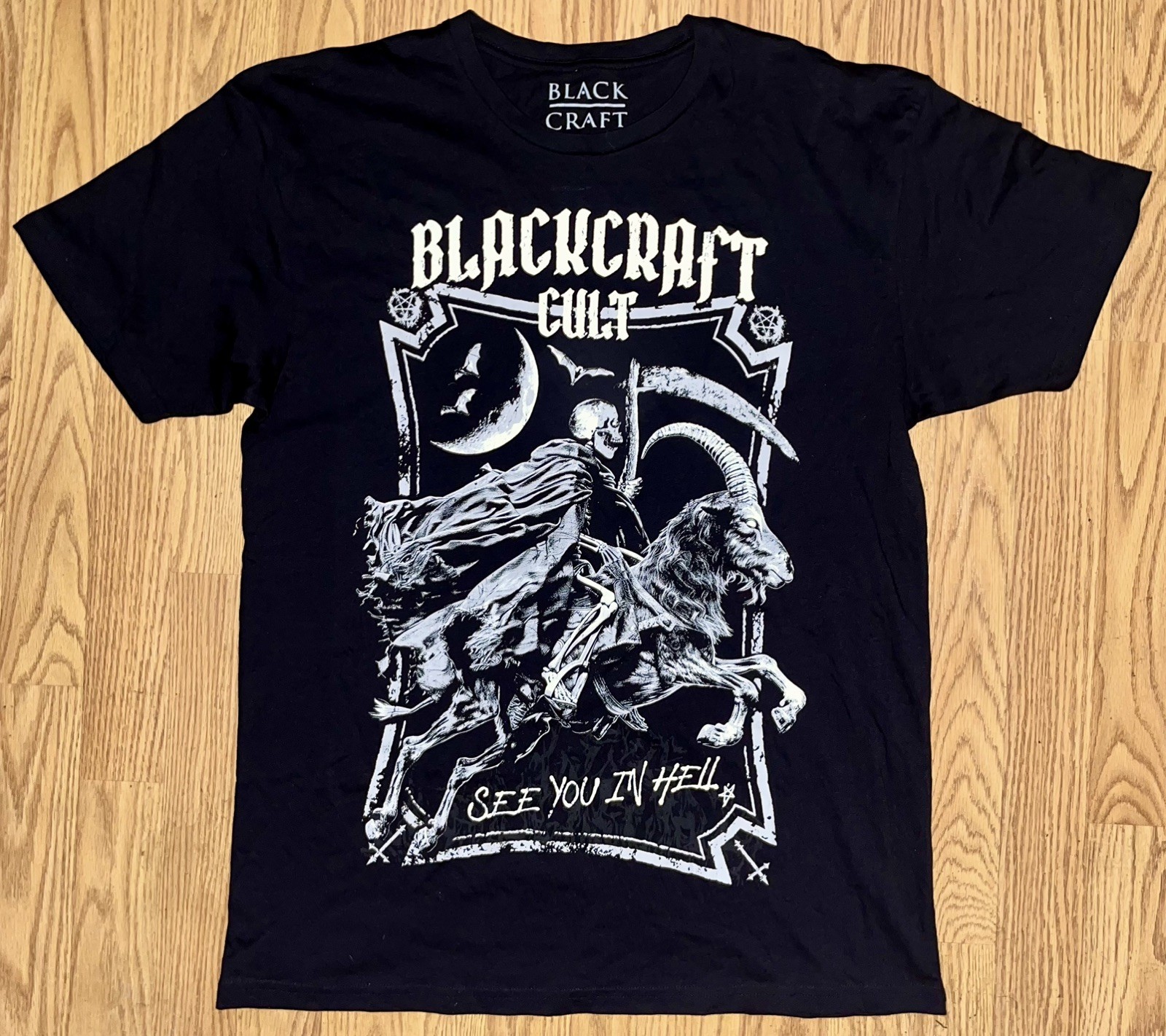 Blackcraft Cult See You In Hell Large Black Shirt Skeleton Goat