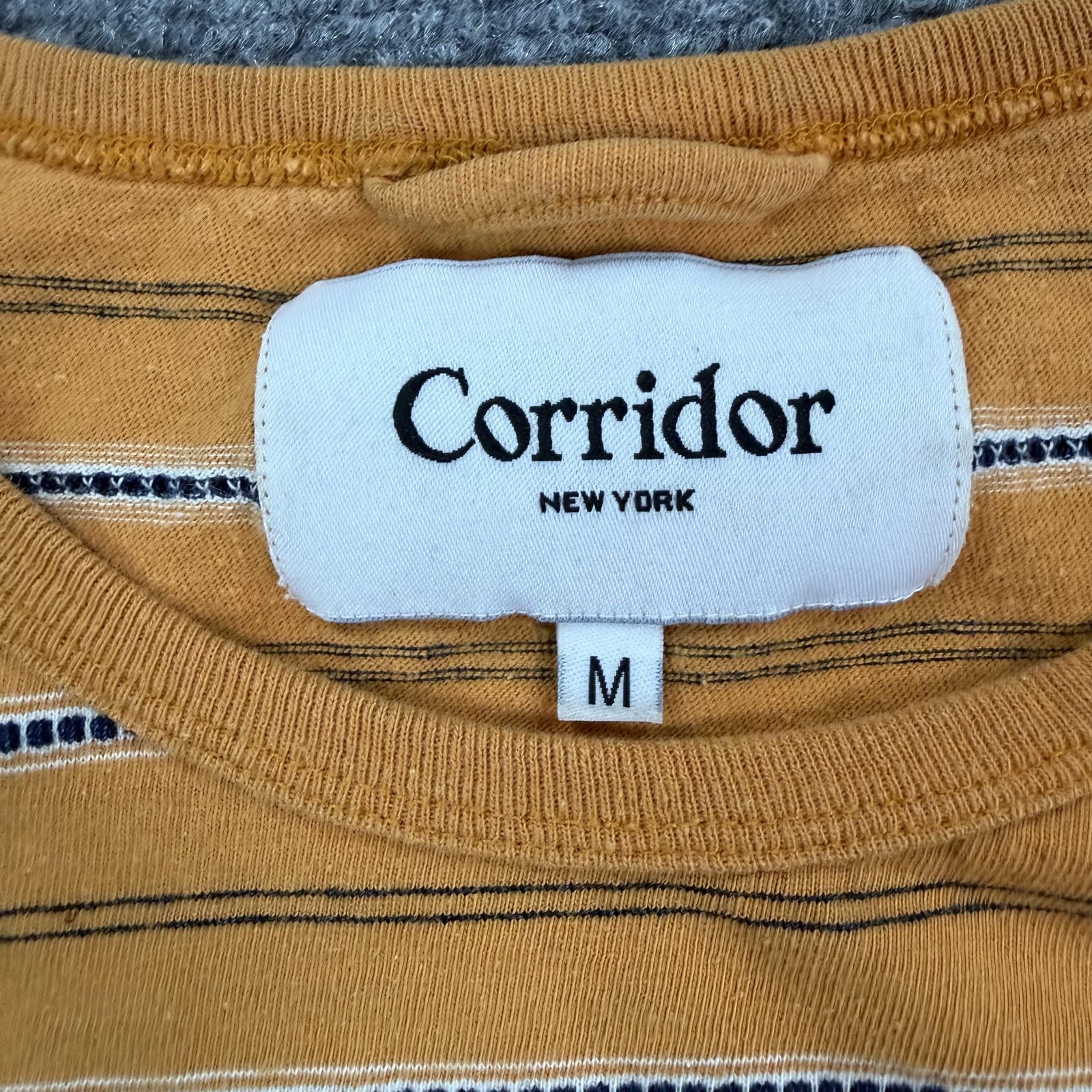 Corridor New York Shirt Mens Medium Yellow NYC Stripe Pocket Tee India Jersey