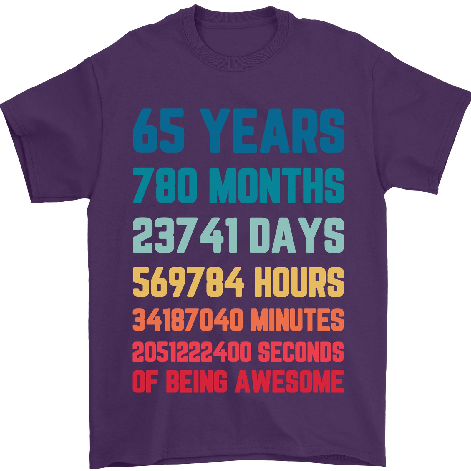 65th Birthday 65 Year Old Mens T-Shirt 100% Cotton