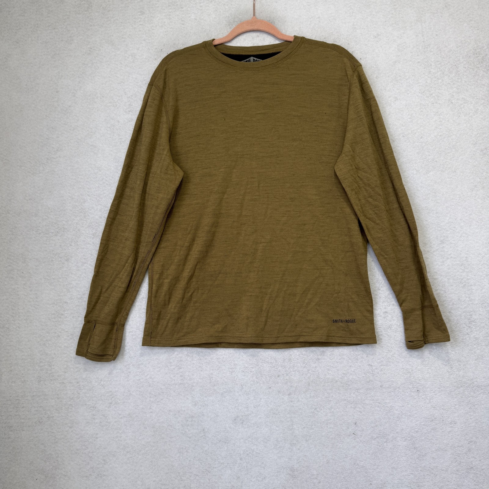 Smith + Rogue Shirt Mens Small Green Wool Bamboo Long Sleeve Crewneck Base Layer