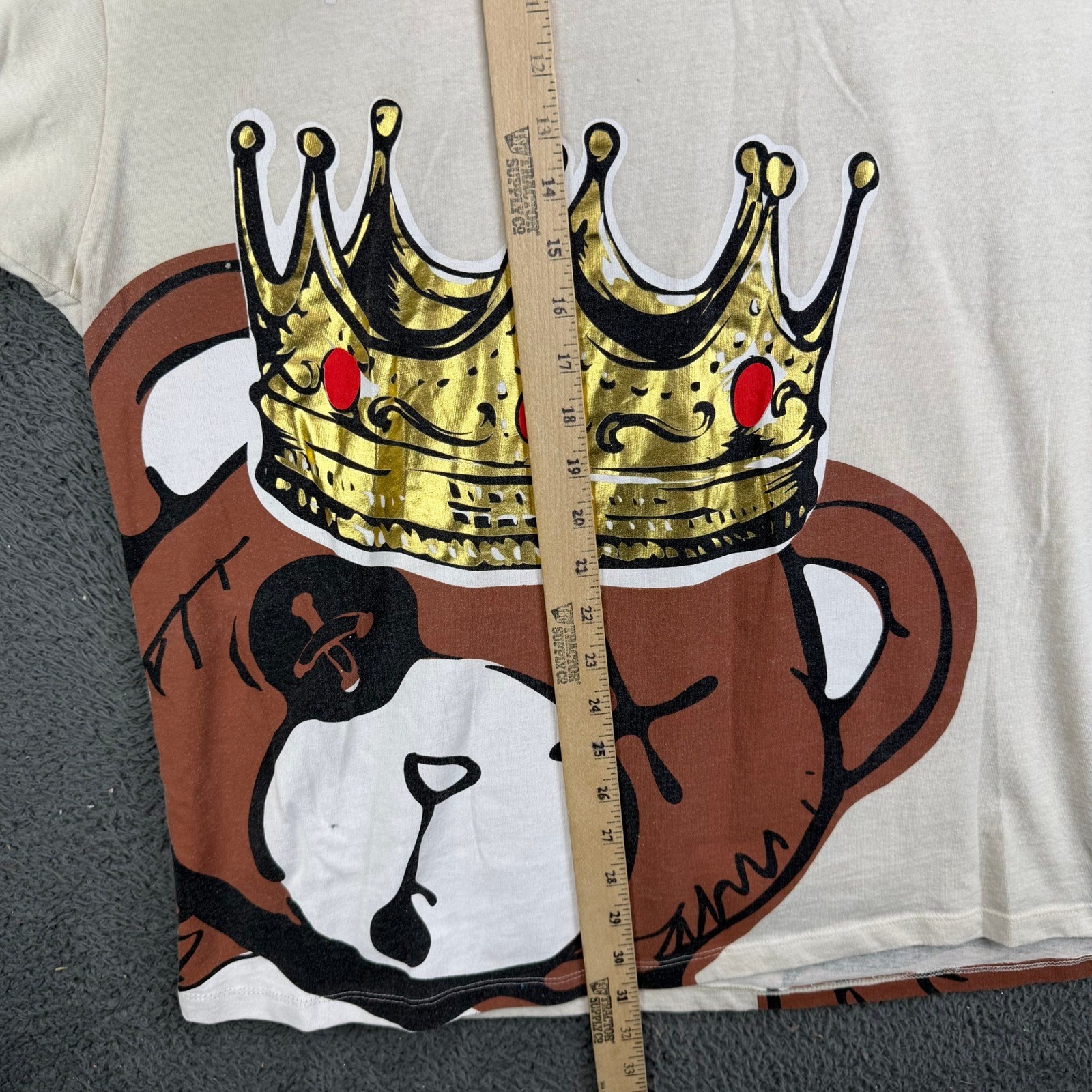 Recycled Threads Mens 2X Not Today Bear King Graphic T-Shirt Cream Beige
