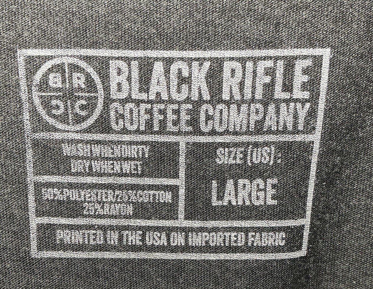 Black Rifle Coffee Co Sasquatch T-Shirt Mens Large Dark Gray Short Sleeve Crew