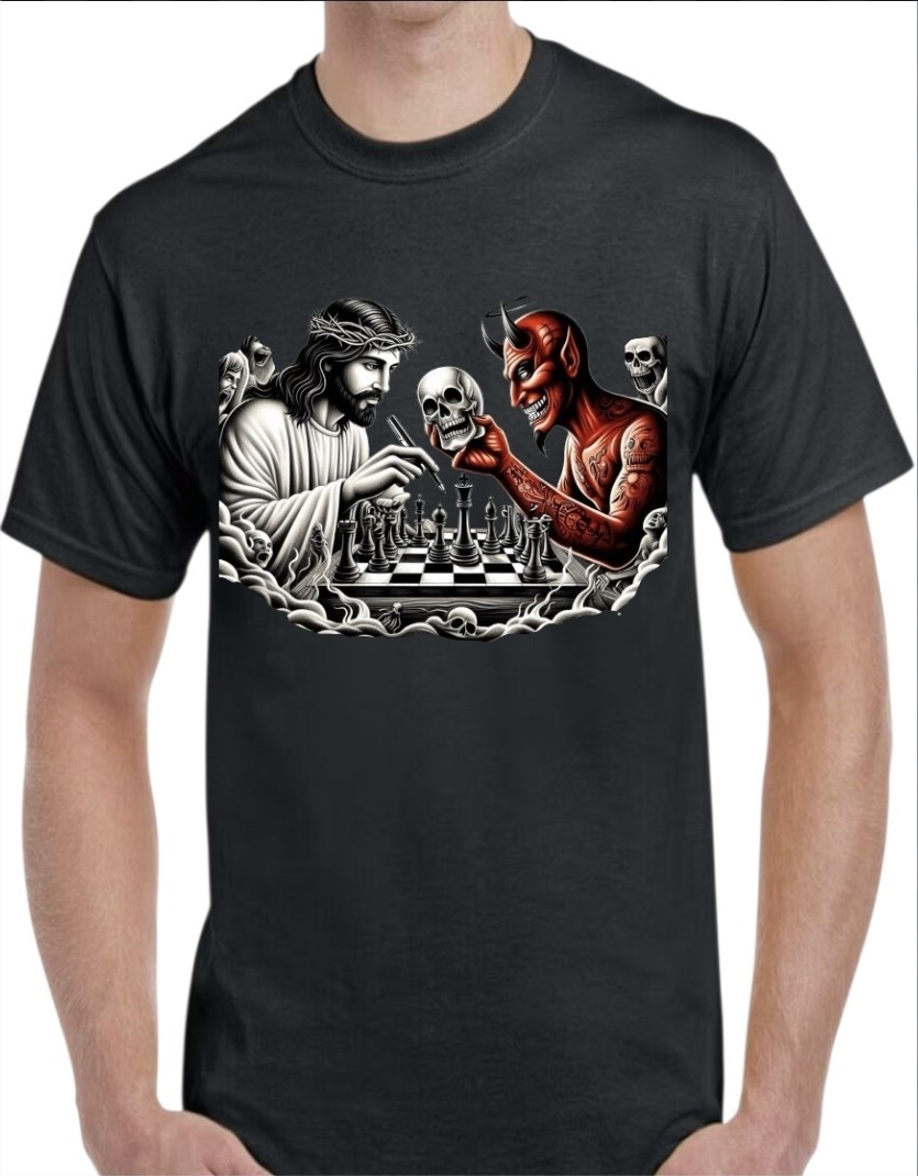 Good Vs Evil Tattoo Graphic Black Men’s T-Shirt Small To 3X-Large #2