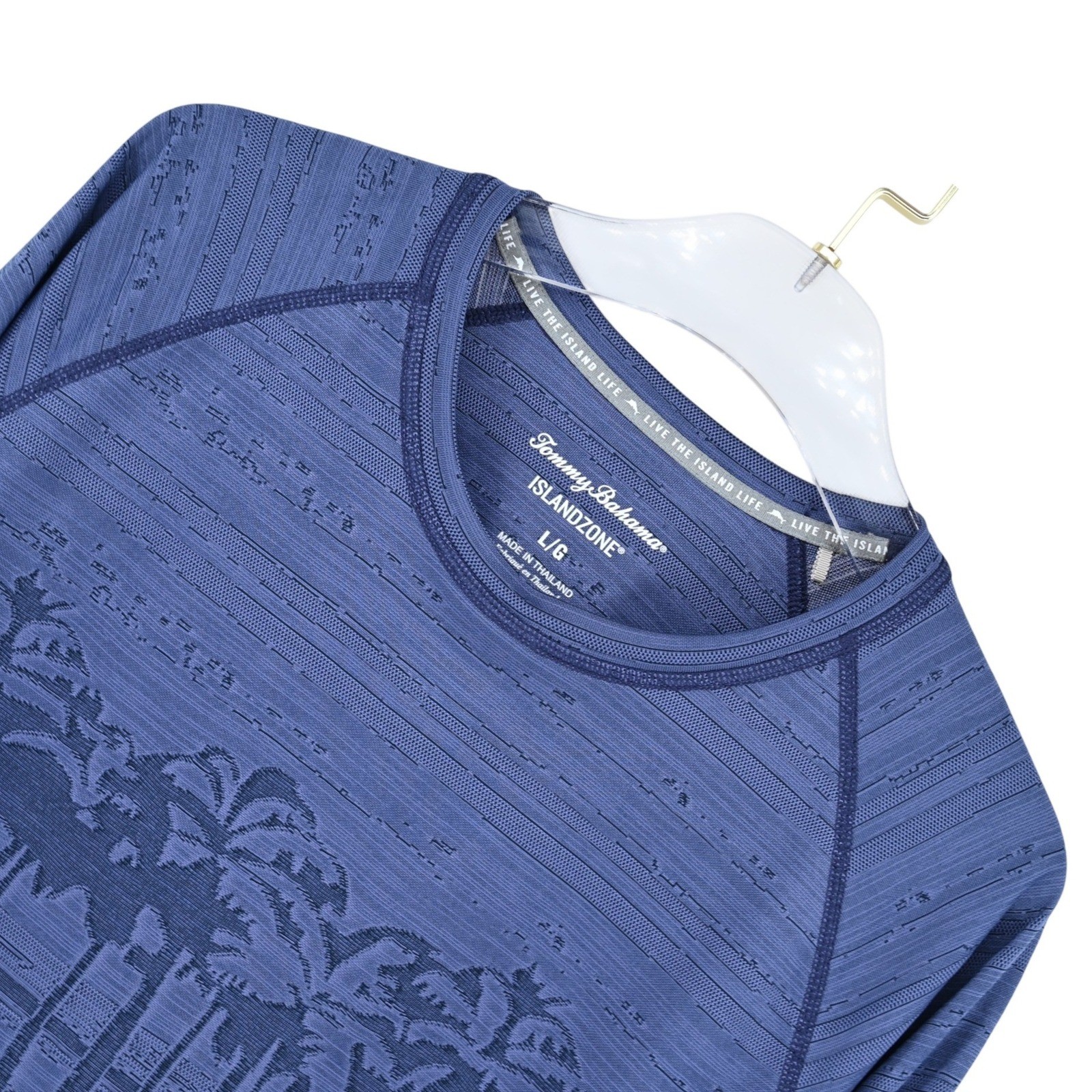 Tommy Bahama IslandZone Mens Large Blue Palm Tree Graphic Long Sleeve Shirt L/G