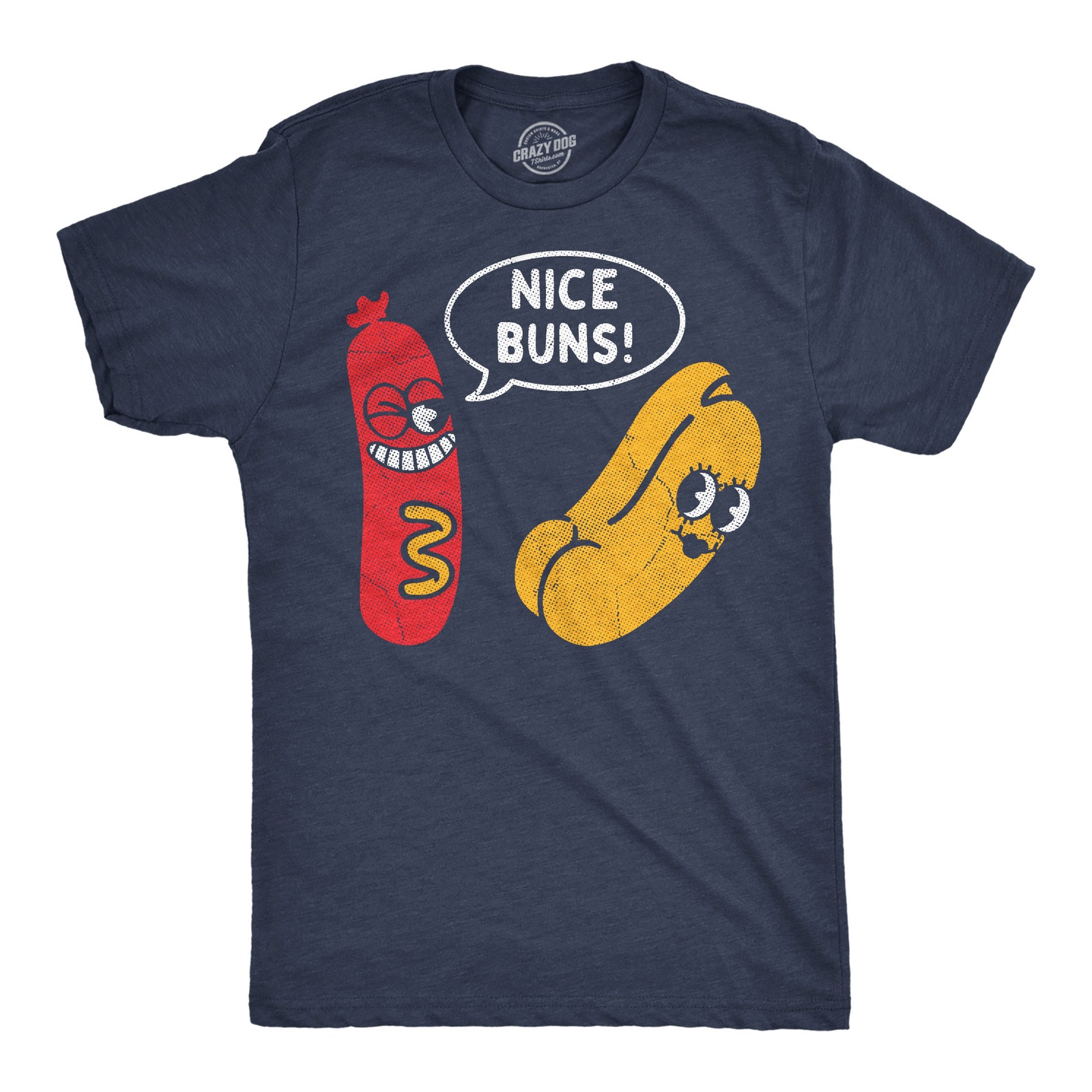 Mens Funny T Shirts Nice Buns Sarcastic Hot Dog Graphic Novelty Tee For Men