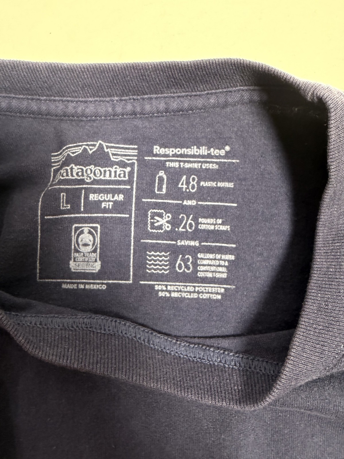 Patagonia Worn Wear Mens Long Sleeve T Shirt Blue Large Big Logo Cotton Tee