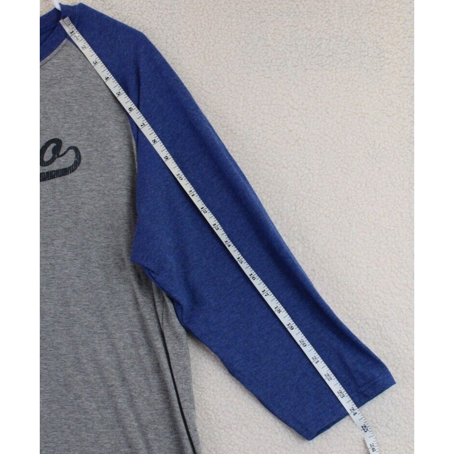 Jezees Blend Chicago Windy City Baseball T-Shirt Mens XL Gray Blue Raglan