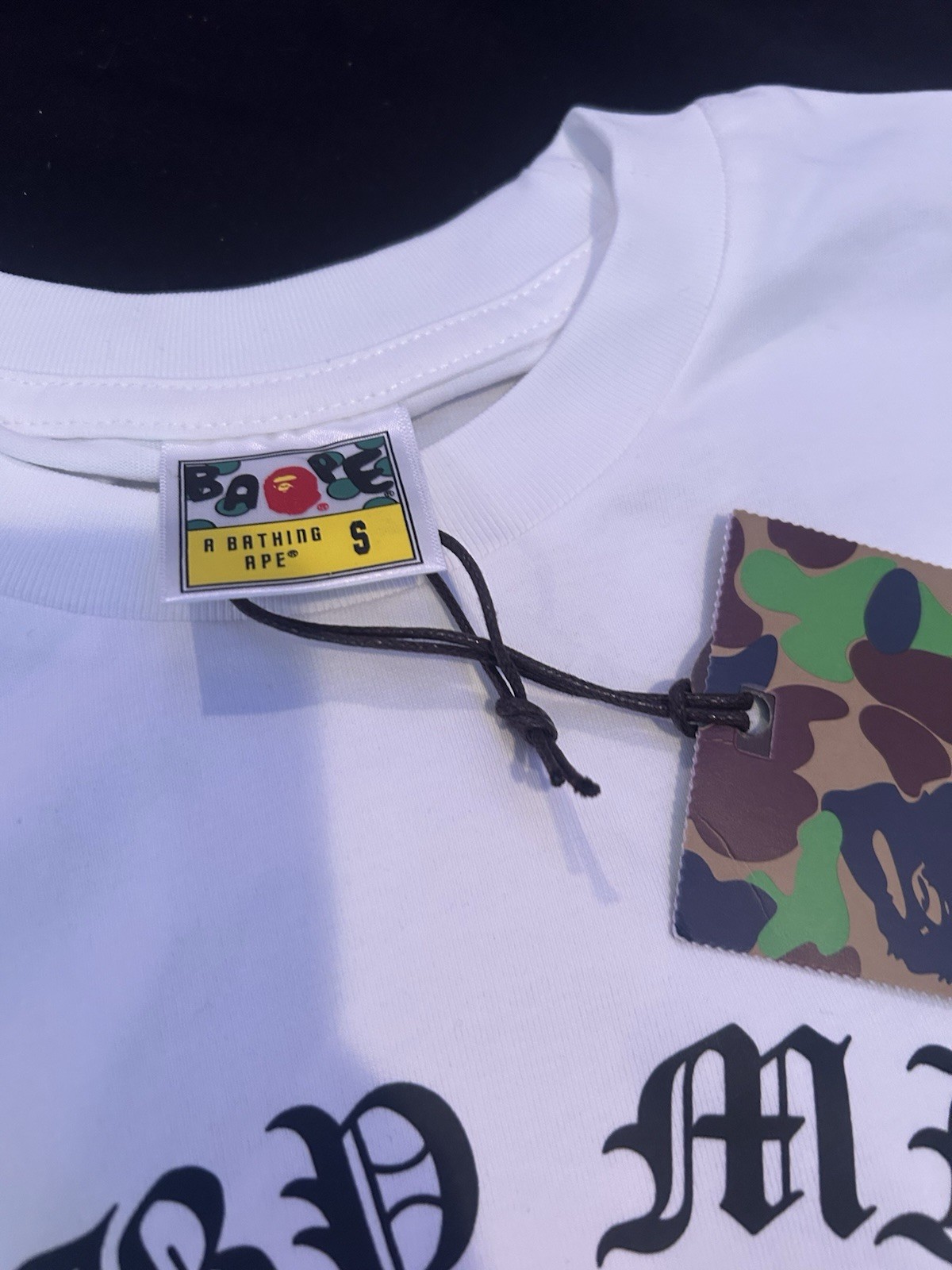 A Bathing Ape BAPE White Baby Milo Logo Graphic Double-Sided Crew Neck Tee S