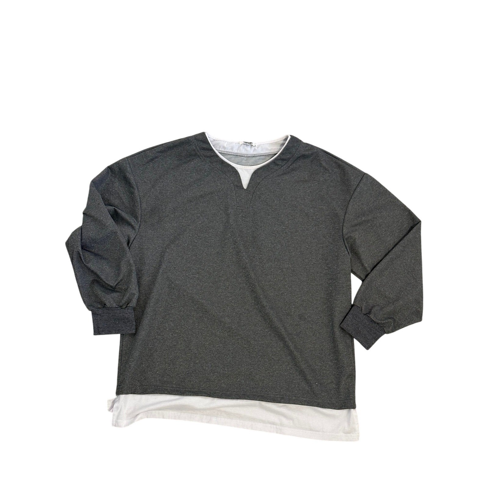 Coofandy pullover shirt long sleeve men’s medium in grey and white