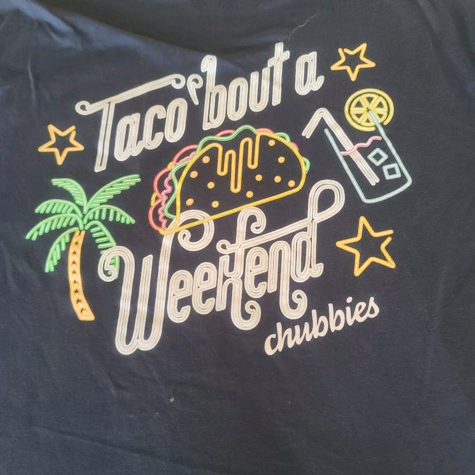 Chubbies Mens Large Navy Blue Taco Weekend Shirt