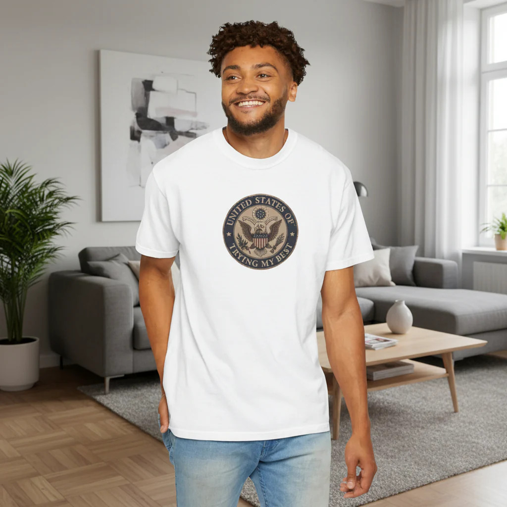United States of Trying My Best Unisex T-shirt USA Graphic Tee Garment Dyed