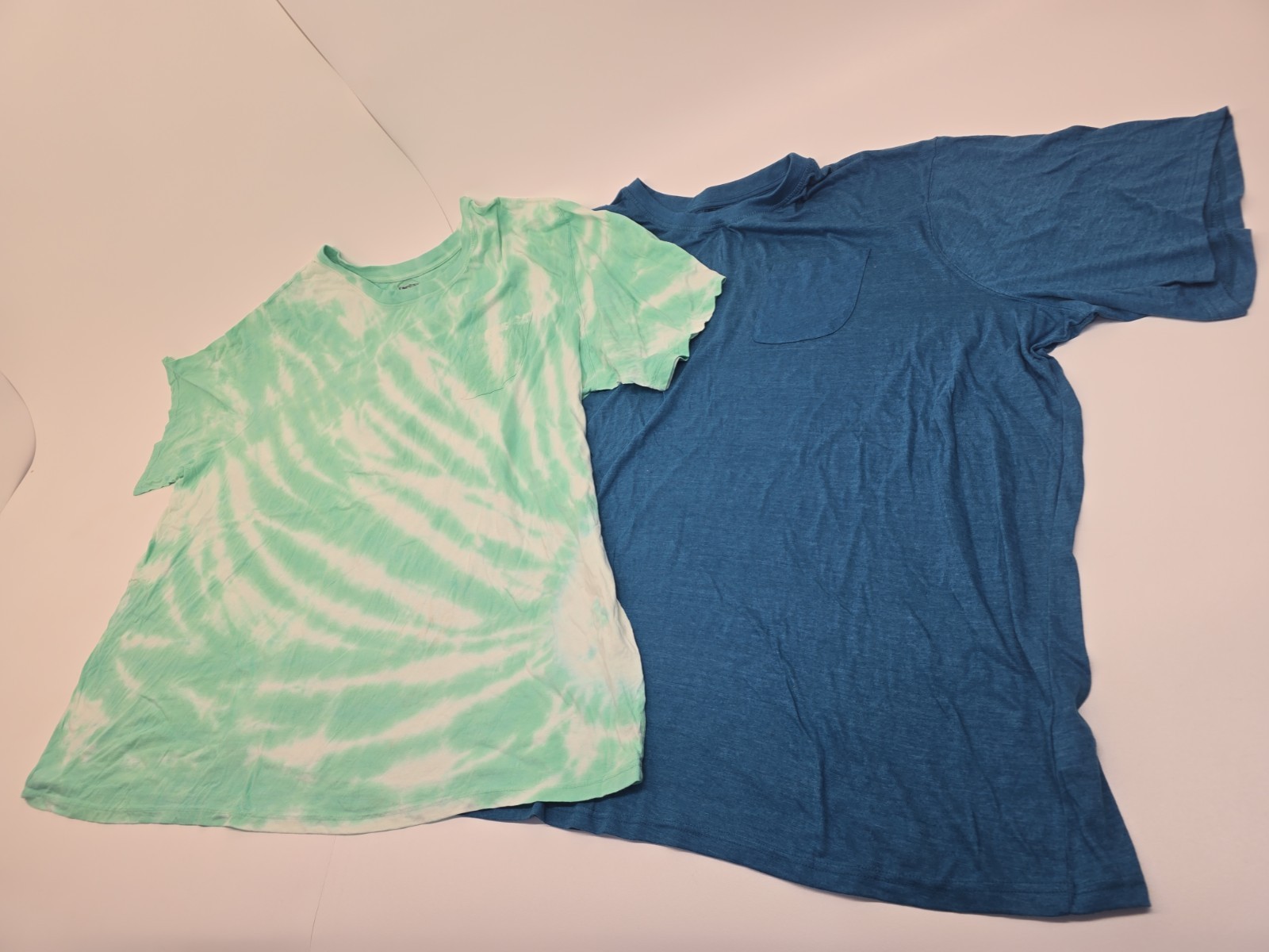 8XL Lot 2 KingSize Men’s Big & Tall T-Shirt Pocket Tees Set Blue & Teal Tye Dye