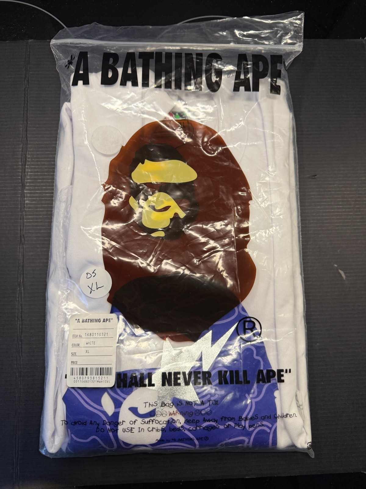 A Bathing Ape BAPE Line Camo Ape Head Playstation WHITE SIZE XL Relaxed Fit NEW