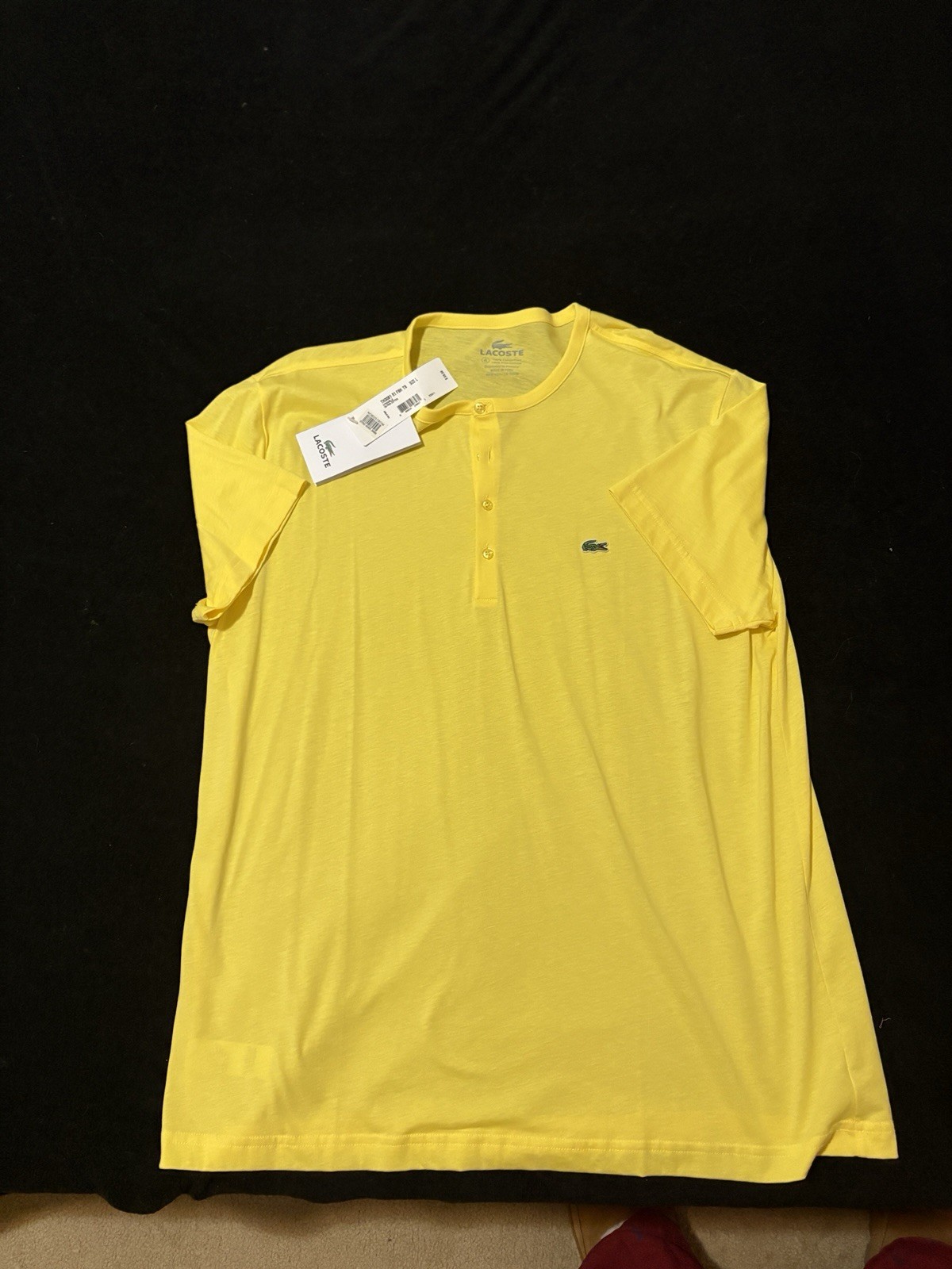 LACOSTE 100% Peruvian COTTON HENLEY T-SHIRTS Citronelle Size L NEW