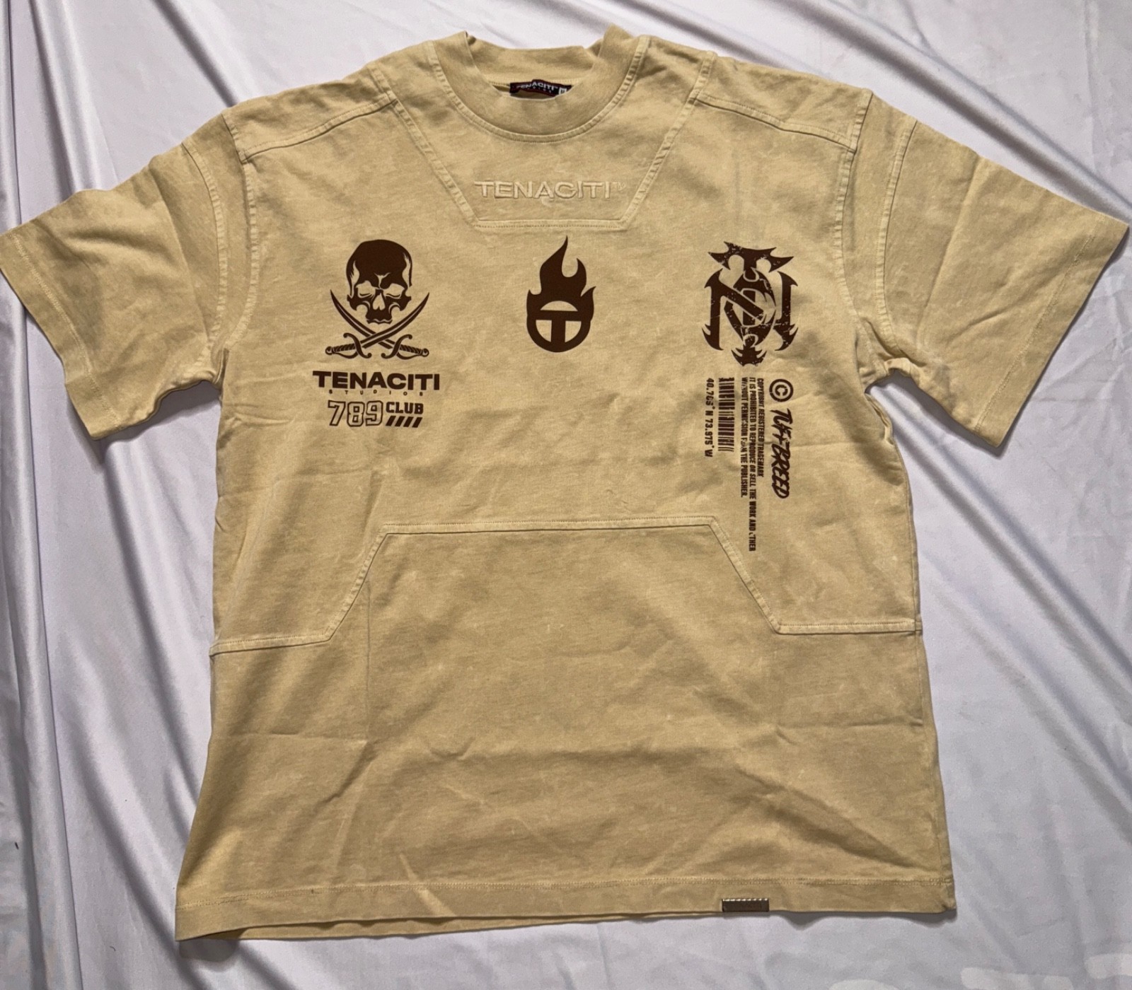 Tenaciti Studios Beige Tuff Bred 789 Club Tee NWT Size Medium