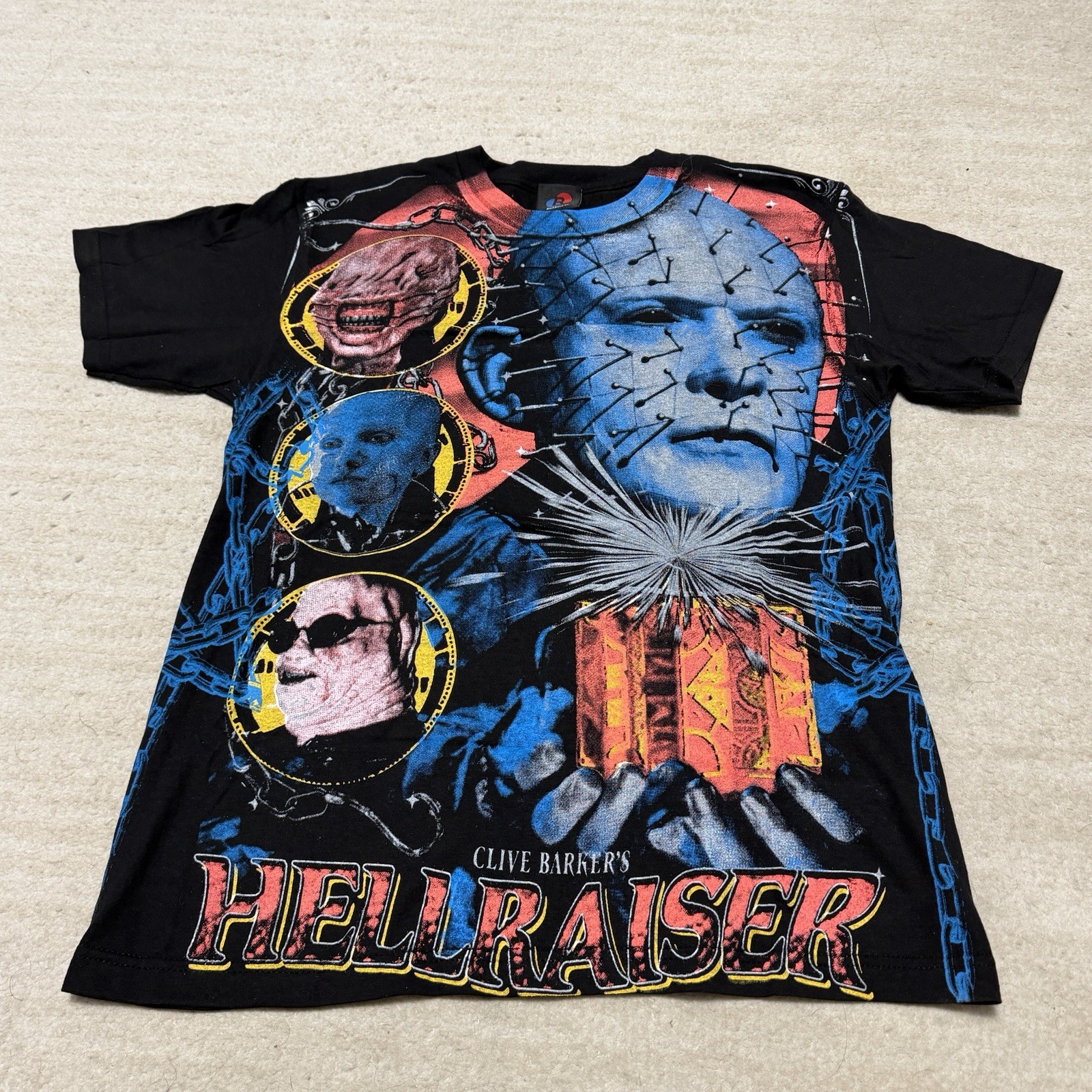BackStock Co Hellraiser Pinhead AOP Shirt Clive Barker Horror Men’s Large Black