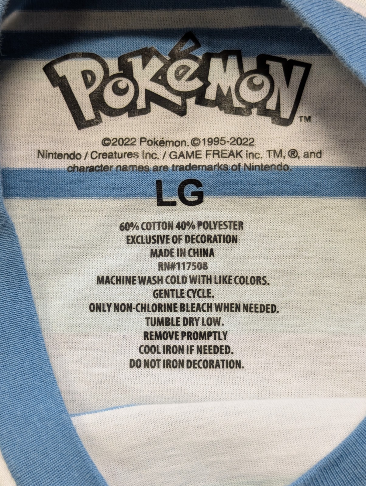 Pokemon Squirtle Embroidered Men’s Size L Multi Stripe Short Sleeve Shirt