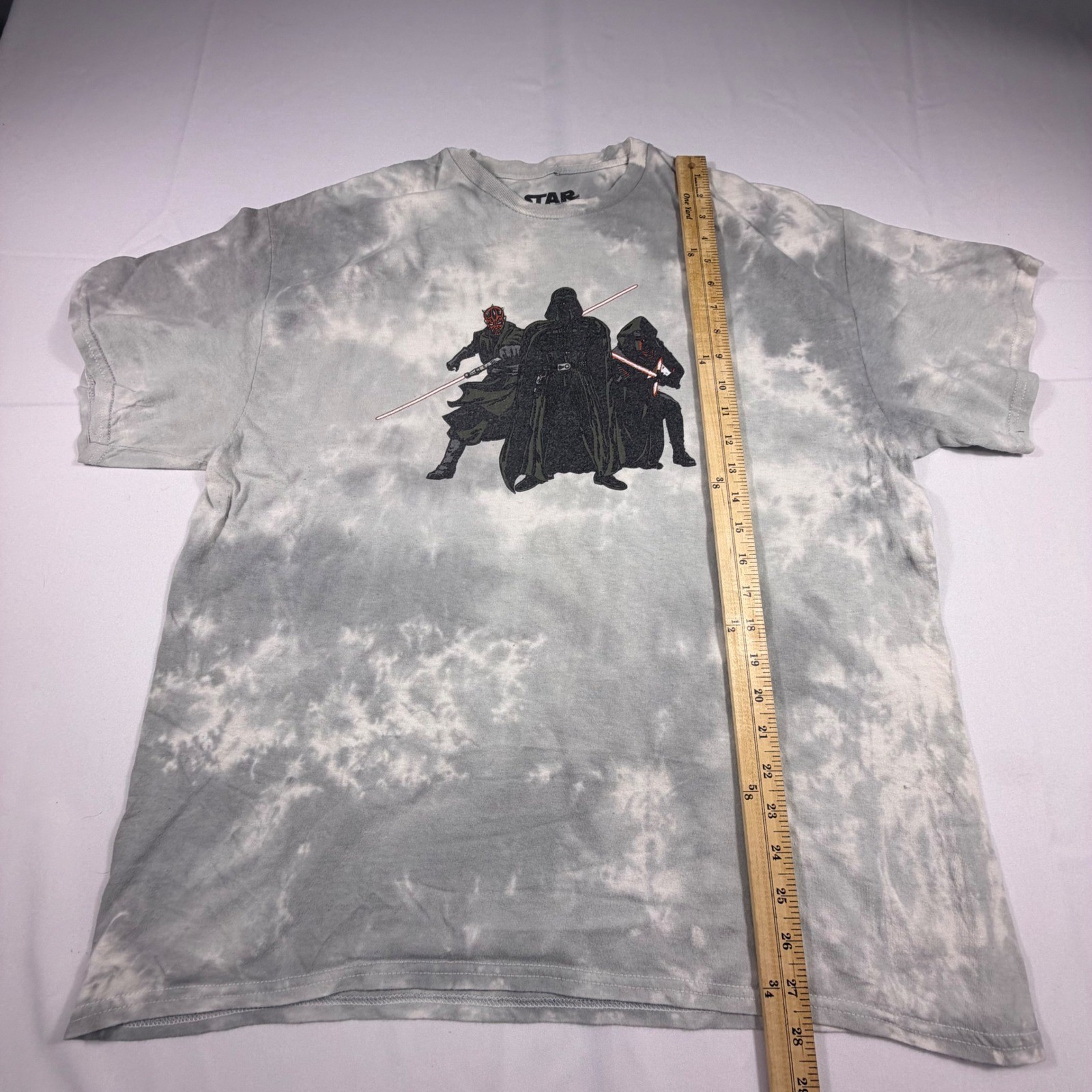 Star Wars The Dark Side Tie Dye Shirt Mens Large Darth Vader Maul Kylo Ren Grey