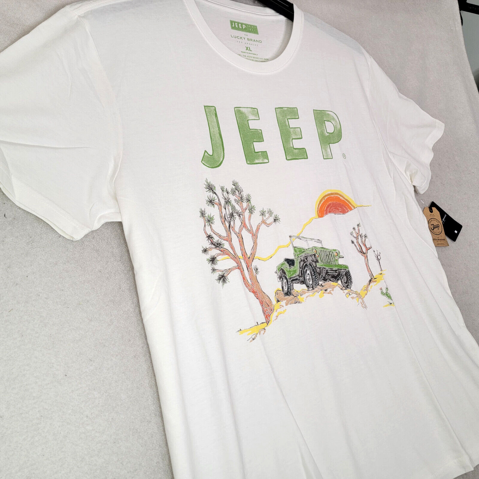 Lucky Brand JEEP SPIRIT T SHIRT MENS XL WHITE 1941 VINTAGE Willys 4X4 FCA NWT