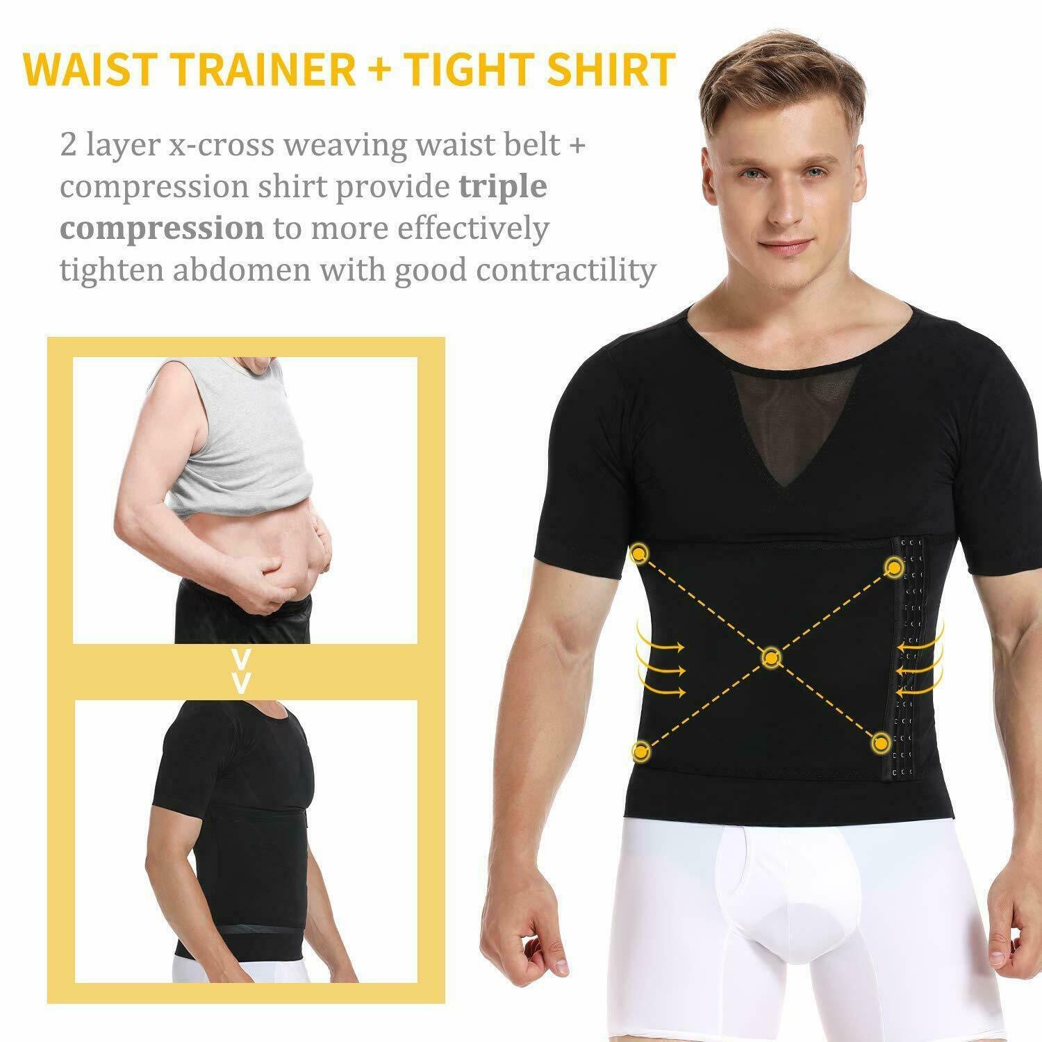 Men’s Slimming Body Shaper Vest T-Shirt Compression Tank Tummy Control Shapewear