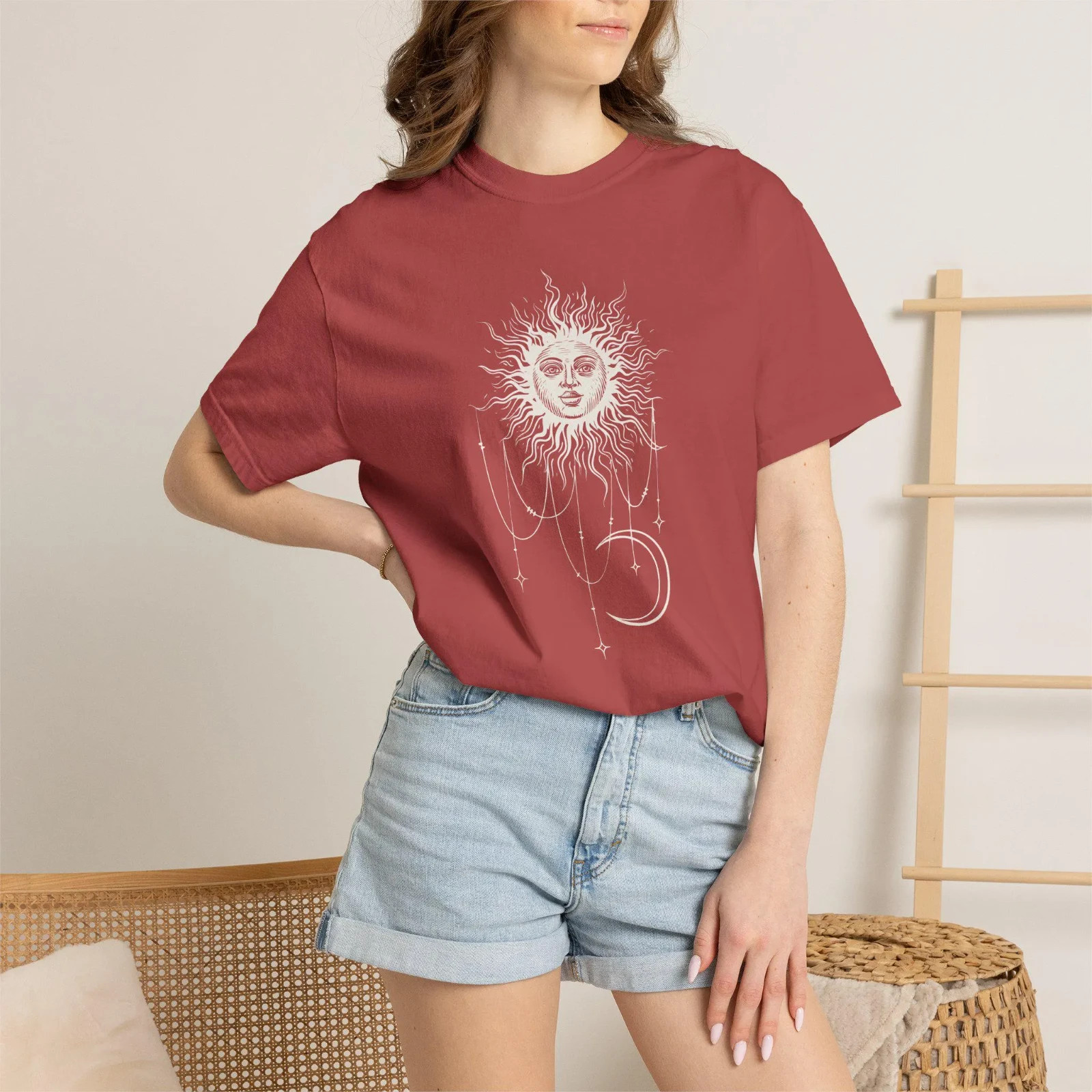 Widow’s Bay Patricia’s Shirt Celestial Sun Crescent Moon BOHO Comfort Colors Tee