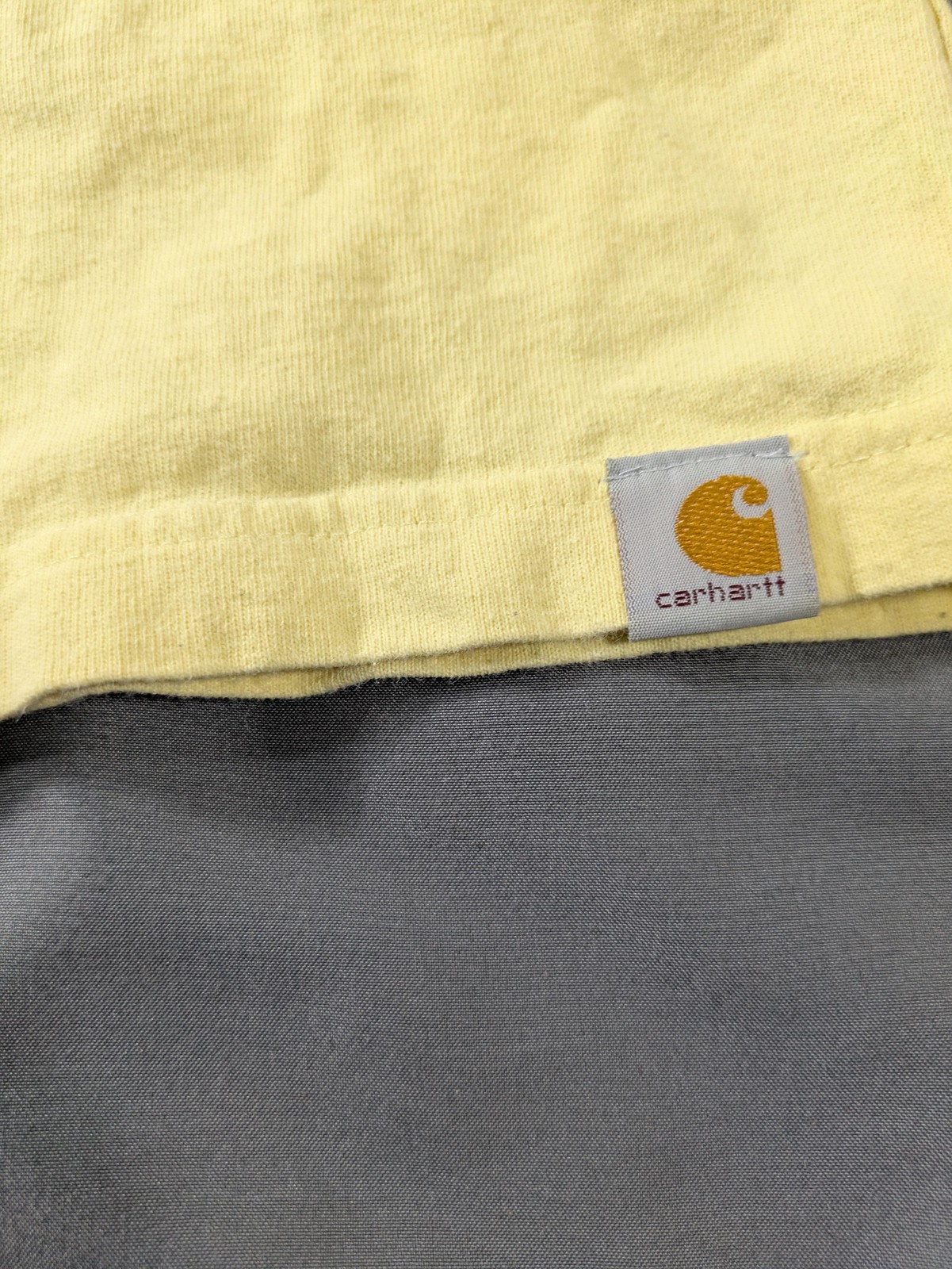 Carhartt Shirt Mens 2XL Yellow Pocket Logo Big Back Graphic Workwear Tee