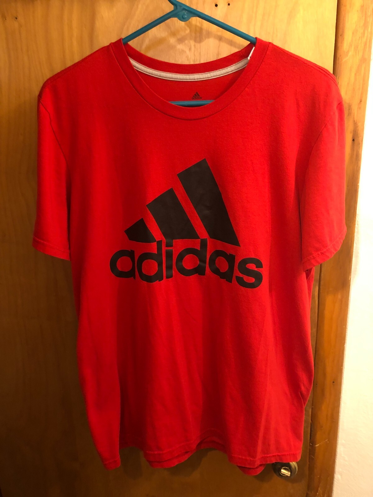 Adidas Performance Tee Red Short Sleeve T-Shirt Cotton/Polyester Size L