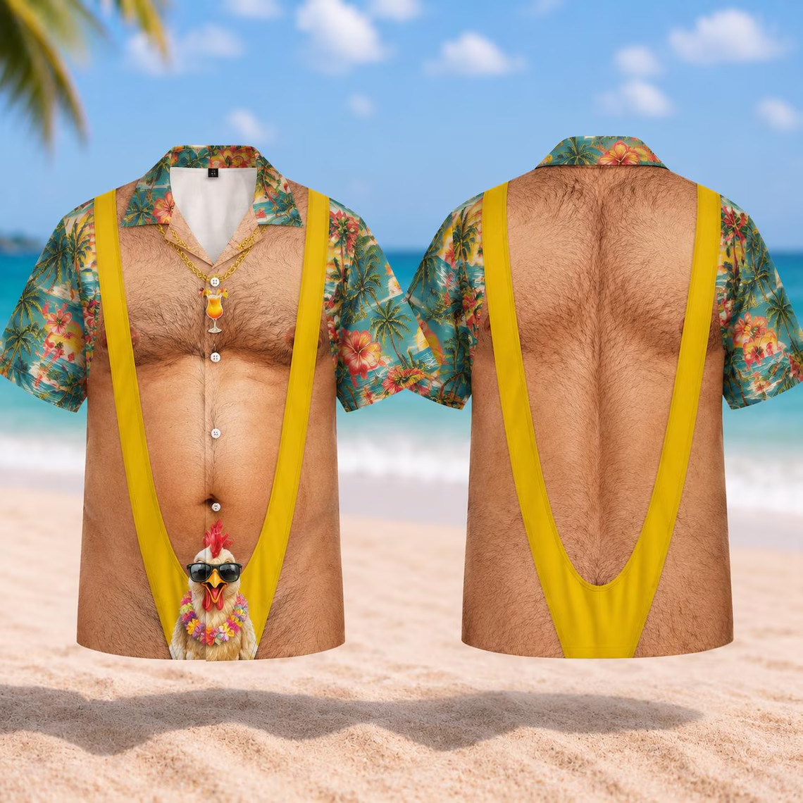 Funny Gift Body Illusion on the Beach Hawaiian Shirt LM015 FREE SHIP