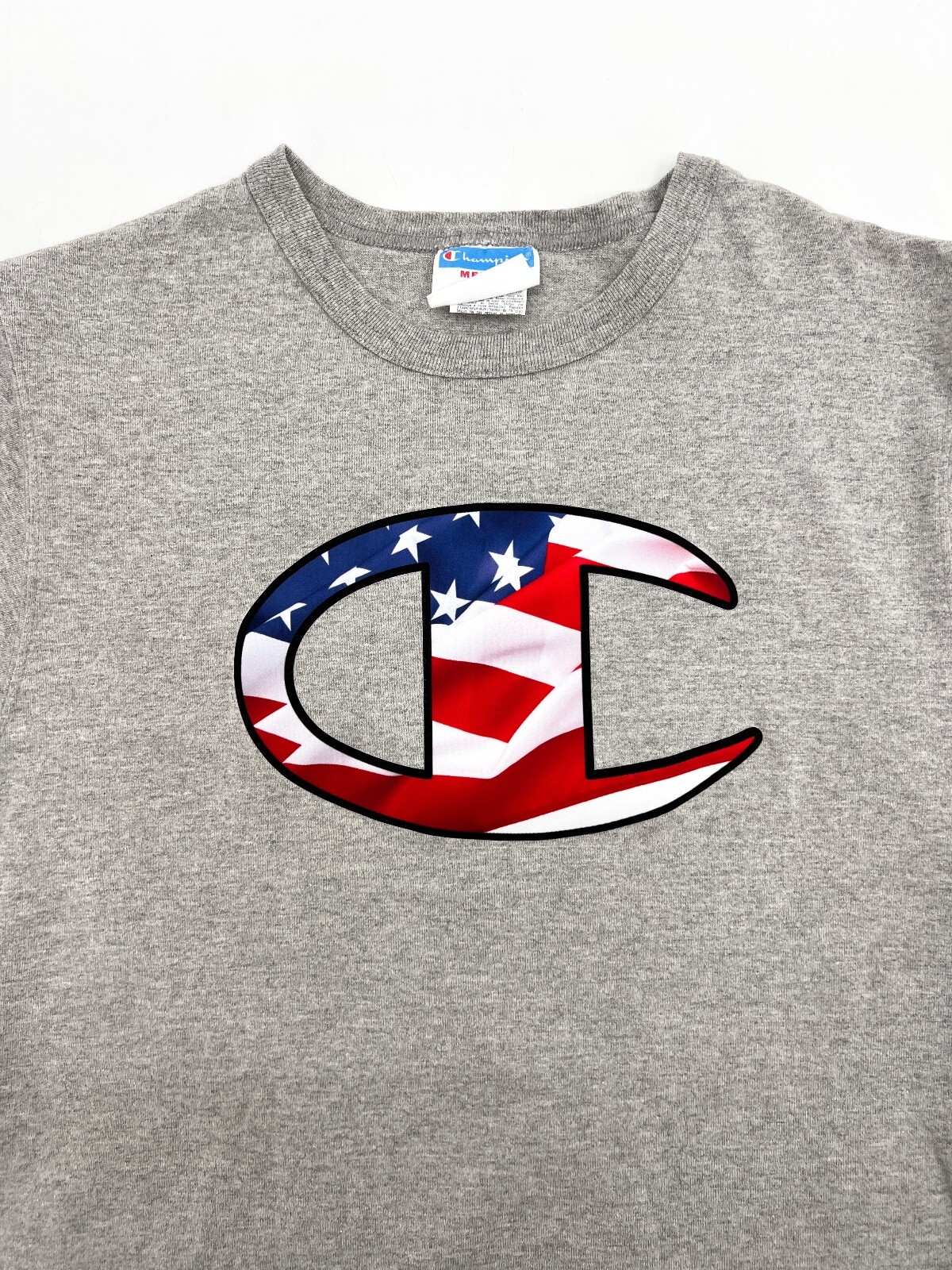 Champion Shirt Men Teens Medium Gray Short Sleeve Pull on Logo