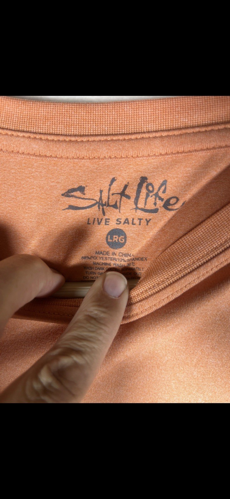 Salt Life Mens L Orange Long Sleeve Pocket Fishing Logo Boating Graphic Shirt