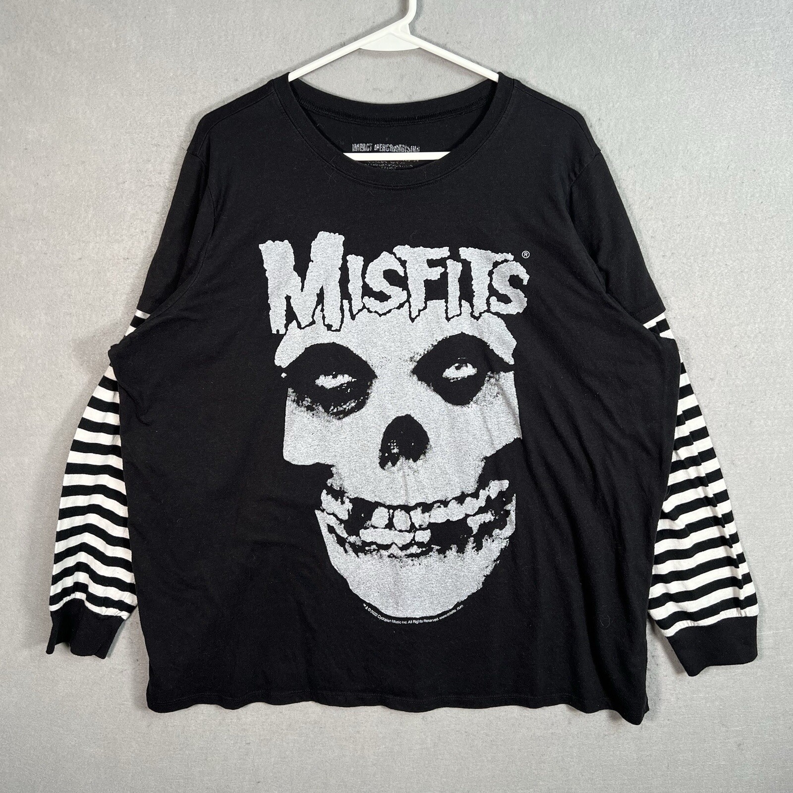 Impact Merchandising Misfits 2022 Band T Shirt Adult 2XL XXL Black Stripe Sleeve