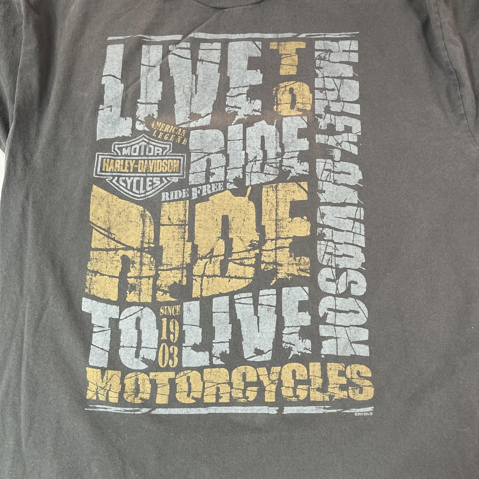 Harley Davidson Shirt Mens 2XL Gray Live To Ride Chicago Wrigleyville Biker Tee